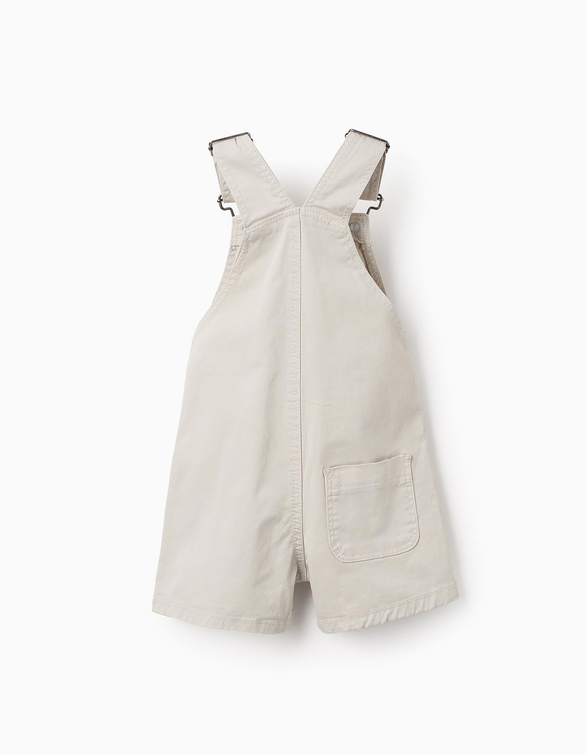 Short Twill Dungarees for Baby Boys, Beige