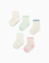 Pack 5 Pares de Calcetines para Bebé Niña 'Rayas, Corazones & Lunares', Blanco