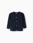 Round Neck Cardigan for Baby Girls, Dark Blue