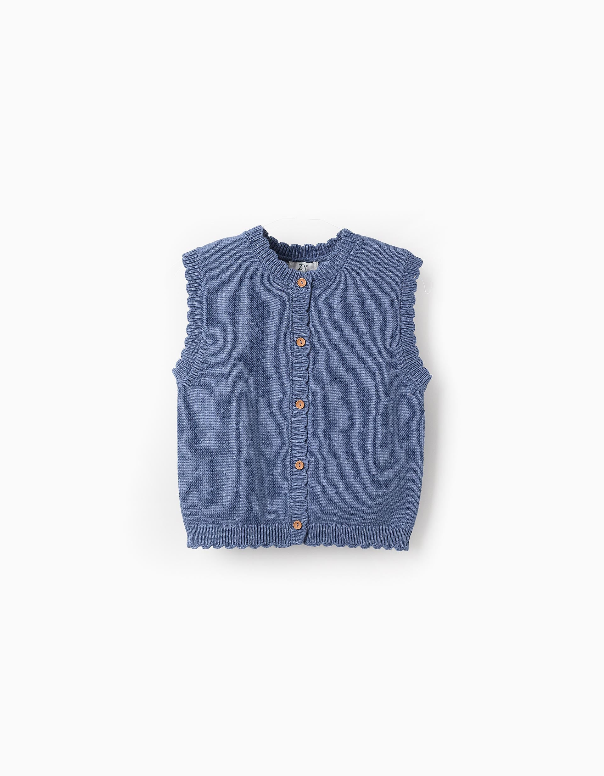 Knitted Cardigan with Embossed Details for Girls, Blue