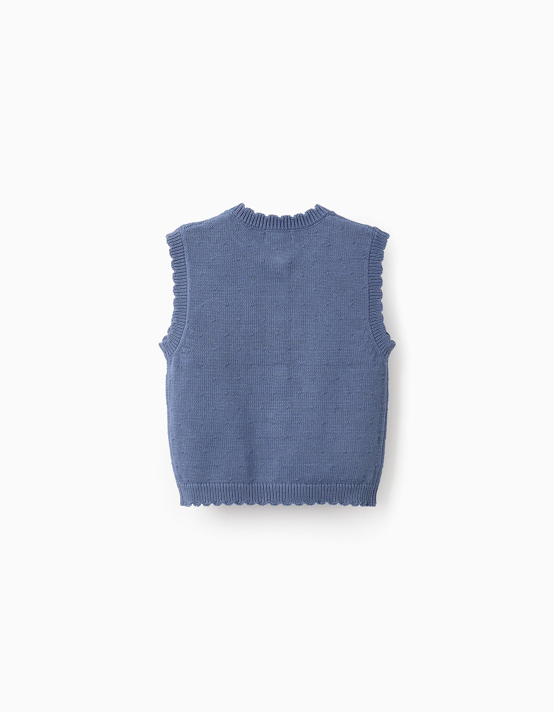 Knitted Cardigan with Embossed Details for Girls, Blue