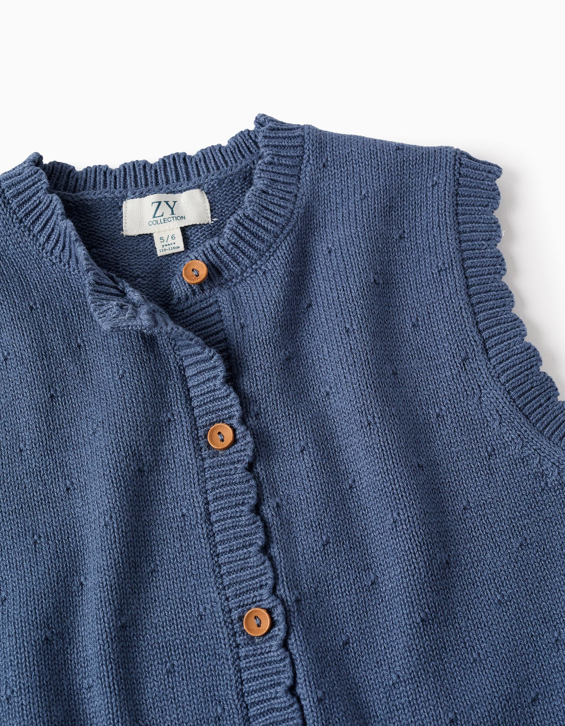 Knitted Cardigan with Embossed Details for Girls, Blue