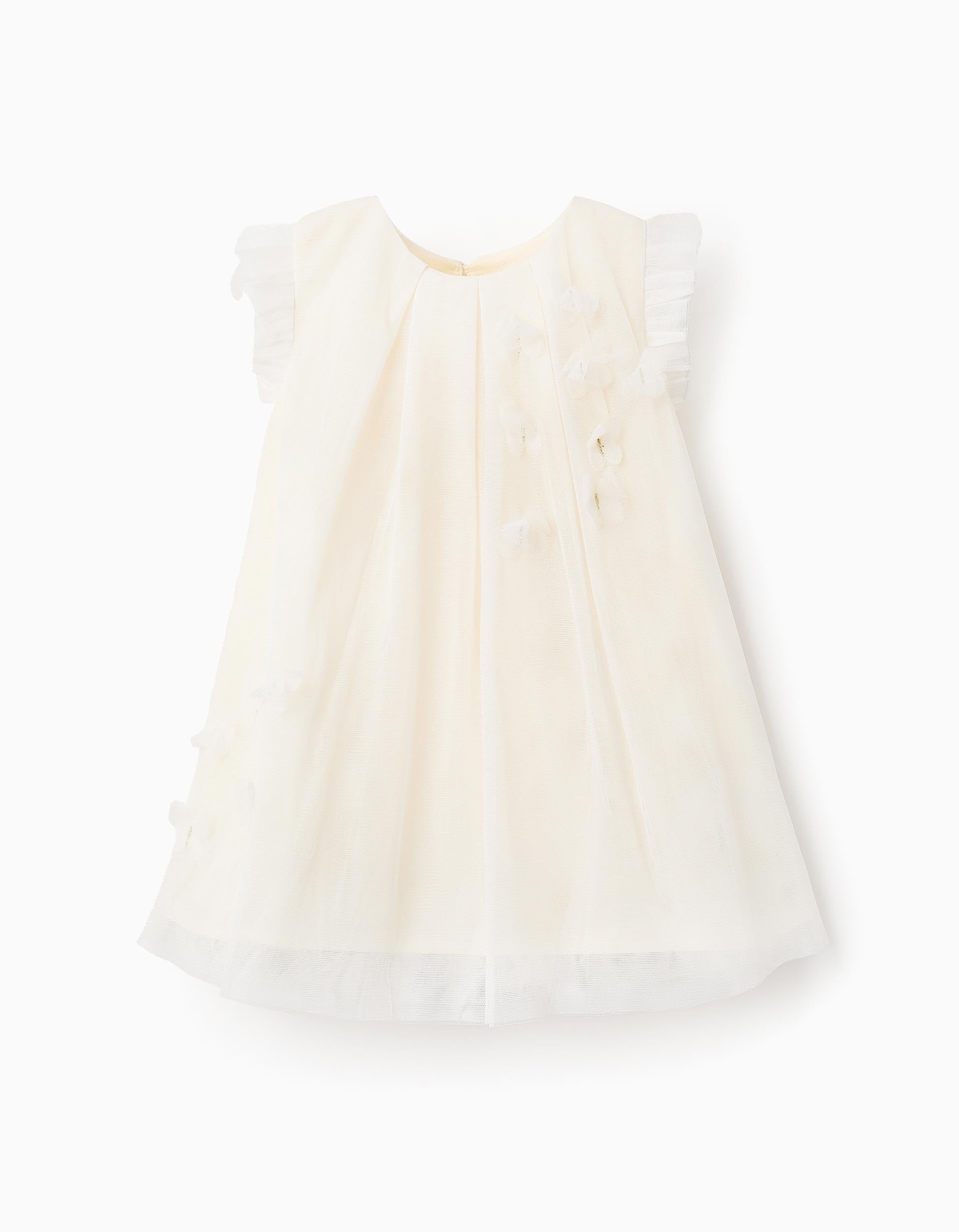 Vestido de Tule com Borboletas para Bebé Menina, Branco