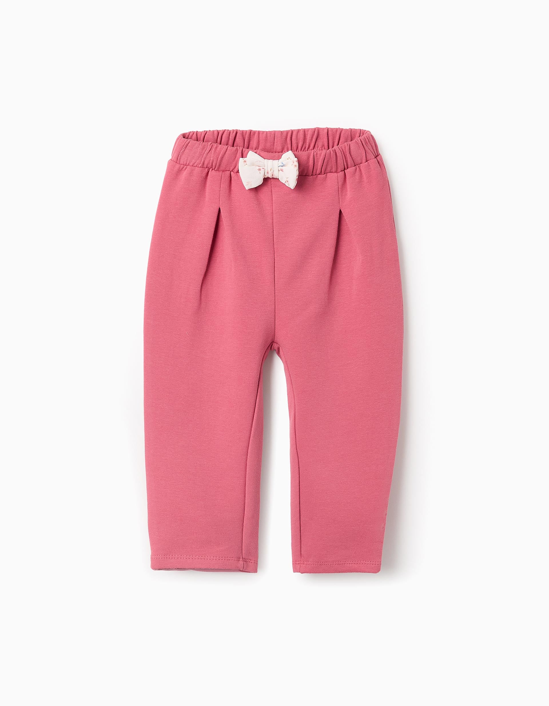 Calças Cardadas com Laço para Bebé Menina, Rosa