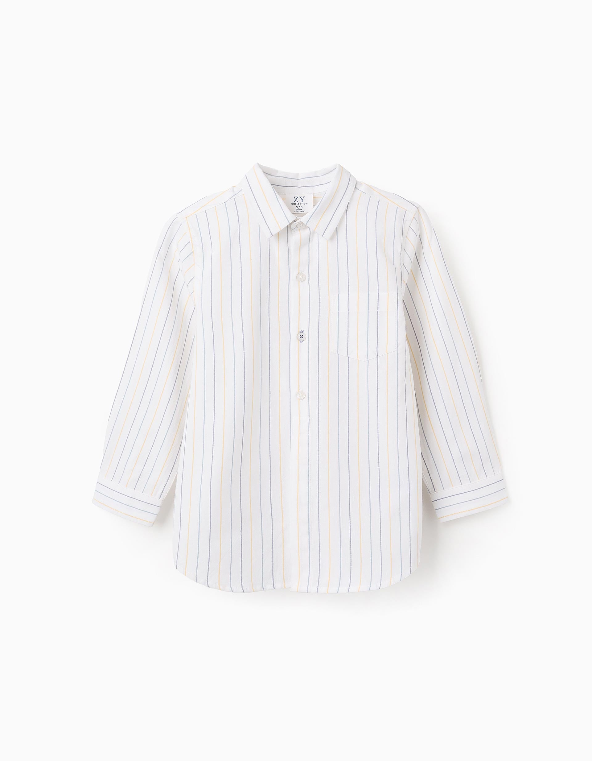 Striped Shirt for Boys, White/Yellow/Blue