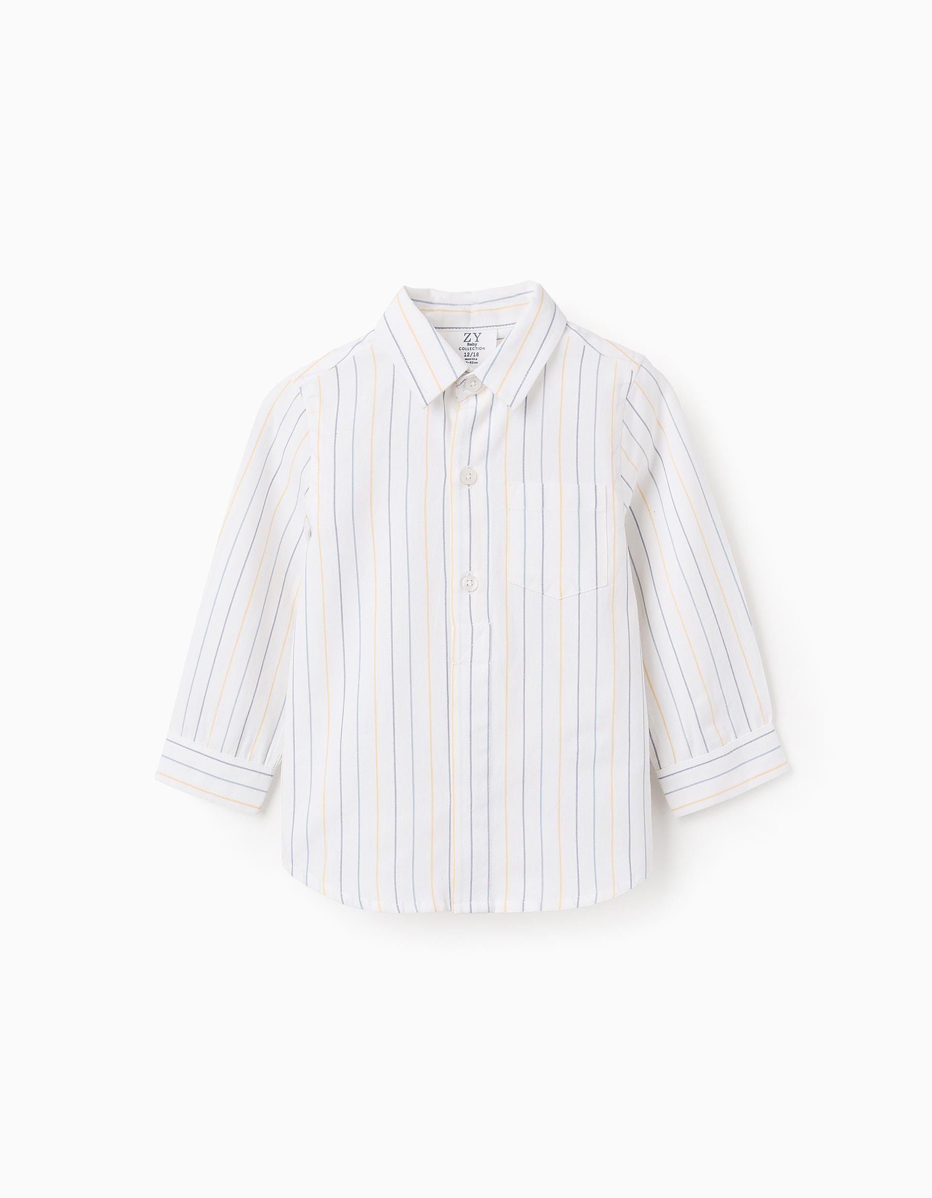 Camisa a Rayas para Bebé Niño, Blanco/Amarillo/Azul