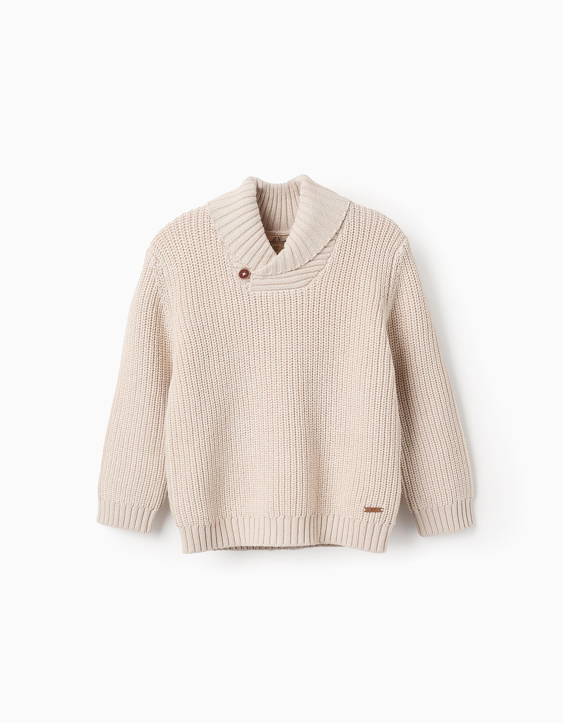 Pull en Maille avec Col Roulé pour Garçon 'B&S', Beige