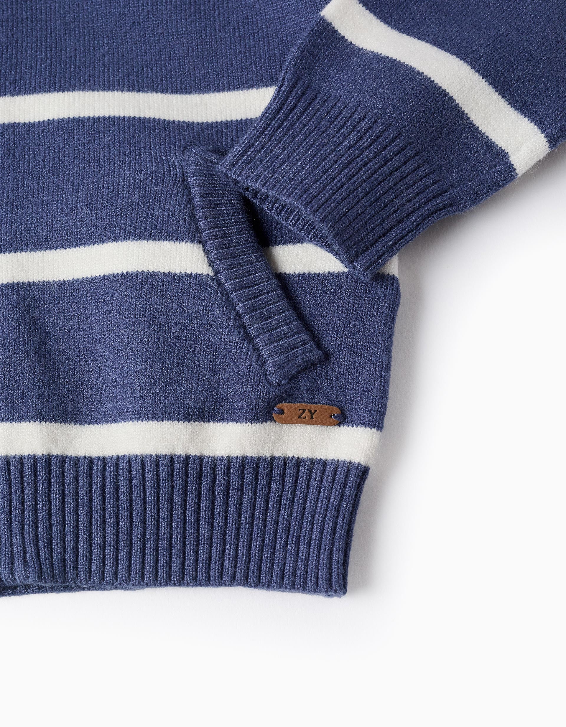 Striped Hooded Cardigan for Baby Boys, Blue/White