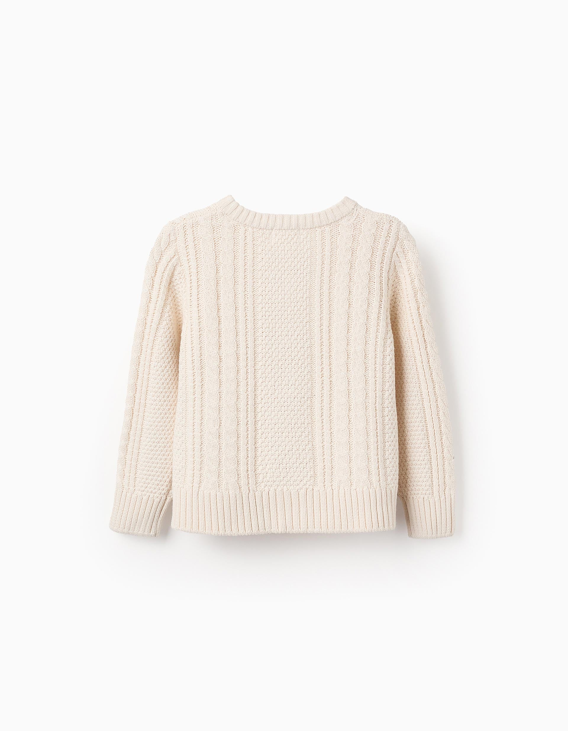 Cable Knit Cardigan for Girls, Beige