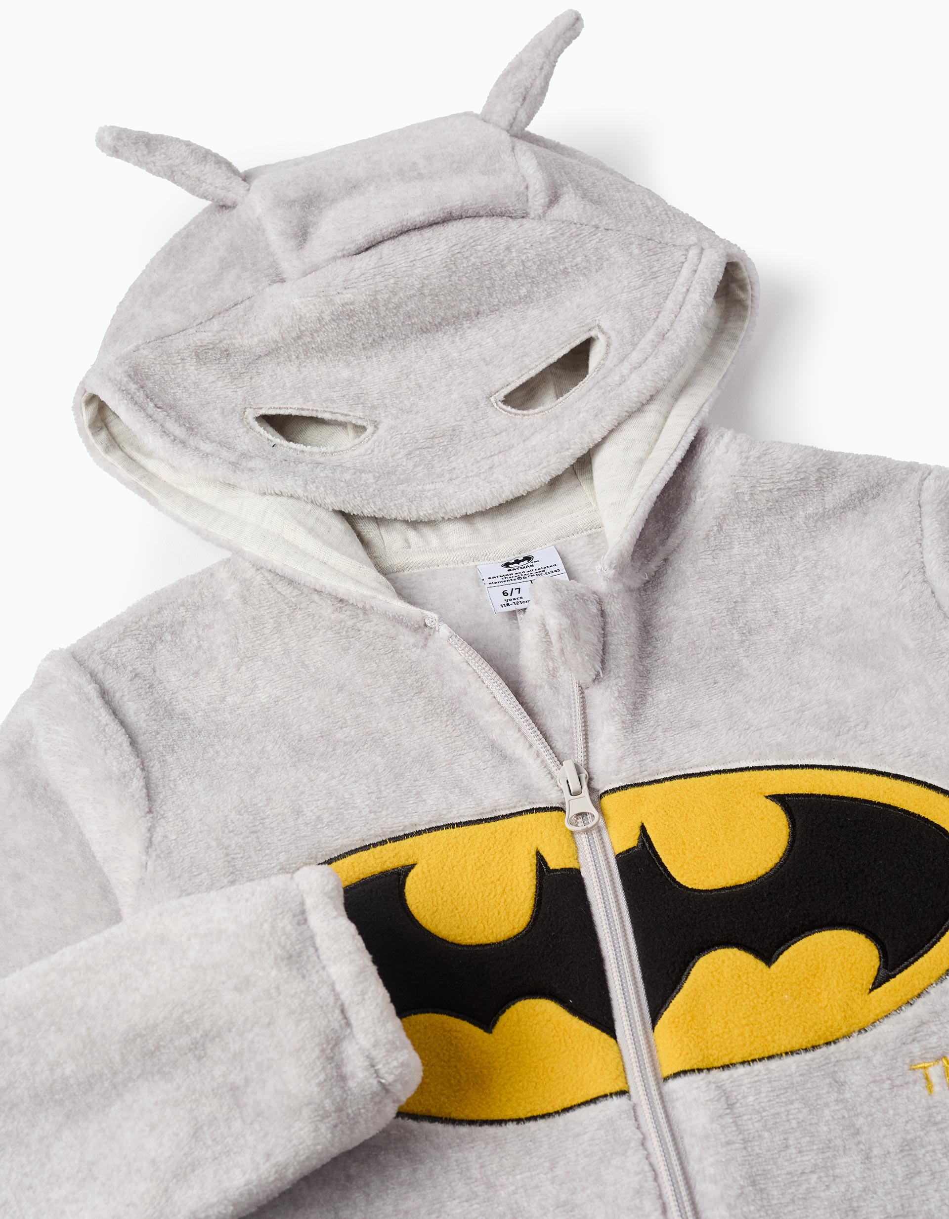 Plush Onesie with Hood-Mask for Boys 'Batman', Grey