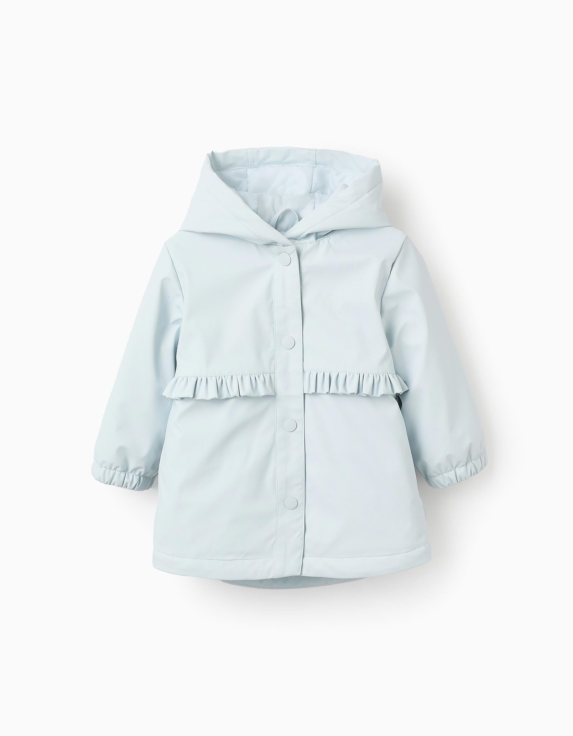 Parka de Goma con Capucha para Bebé Niña, Azul Claro