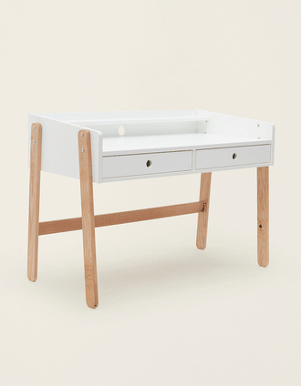 Bureau Évolutive ZY Baby avec Tiroirs, Blanc
