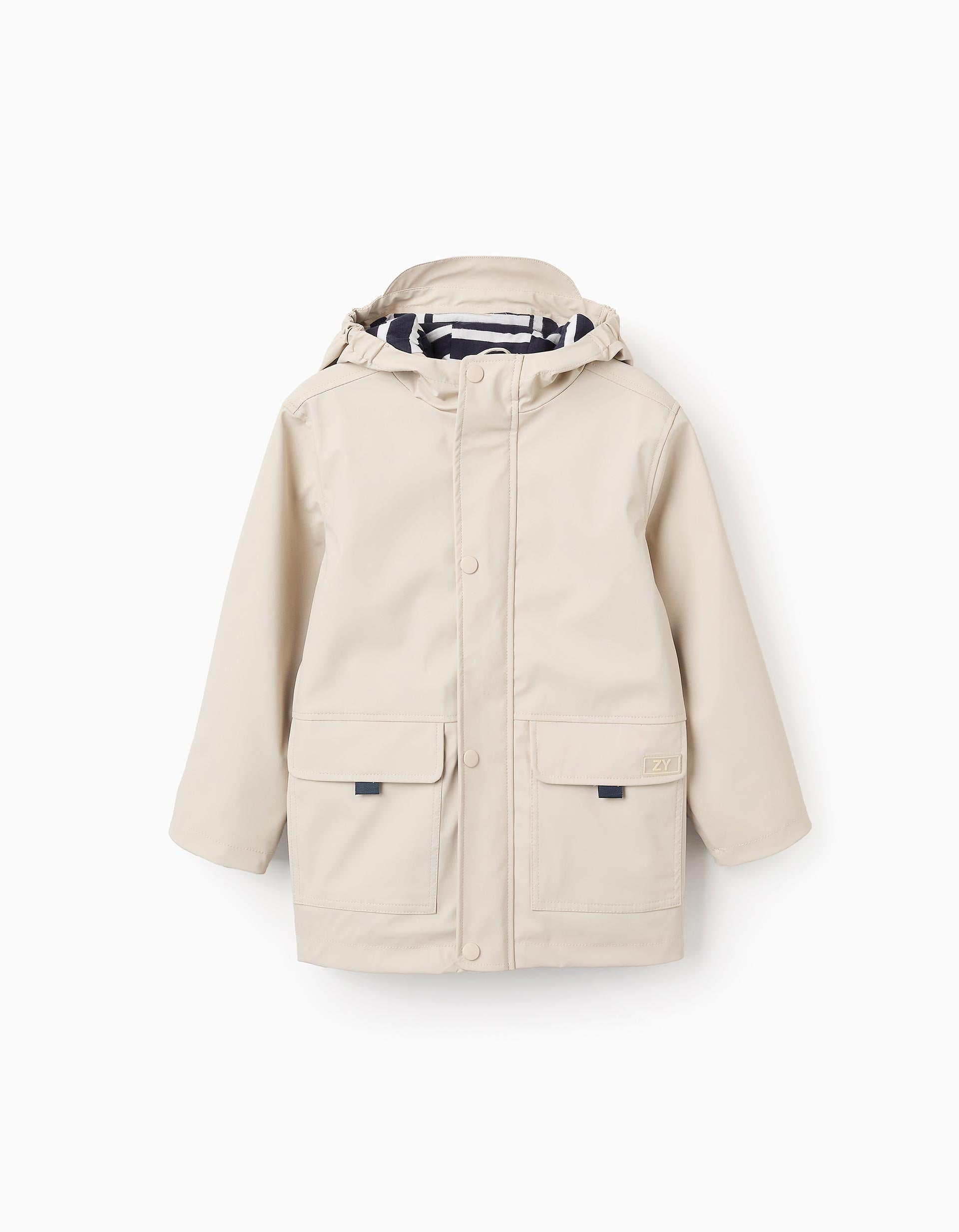 Parka de Goma con Forro en Jersey para Niño, Beige