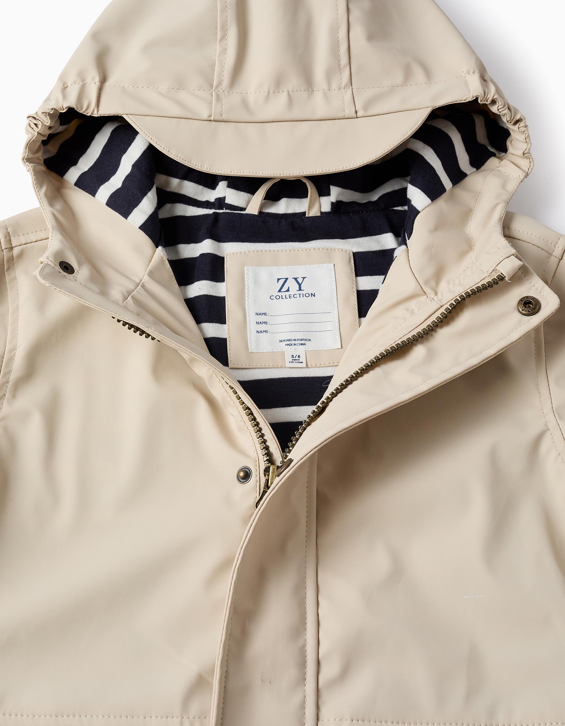 Parka de Goma con Forro en Jersey para Niño, Beige