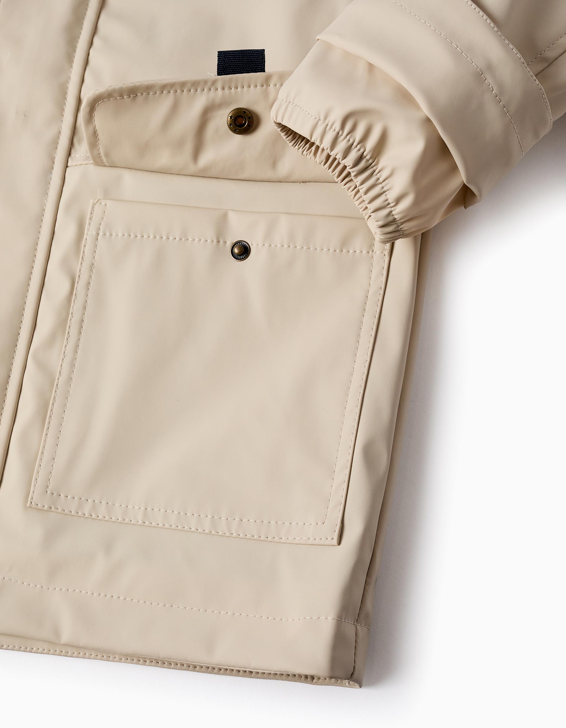 Parka de Goma con Forro en Jersey para Niño, Beige