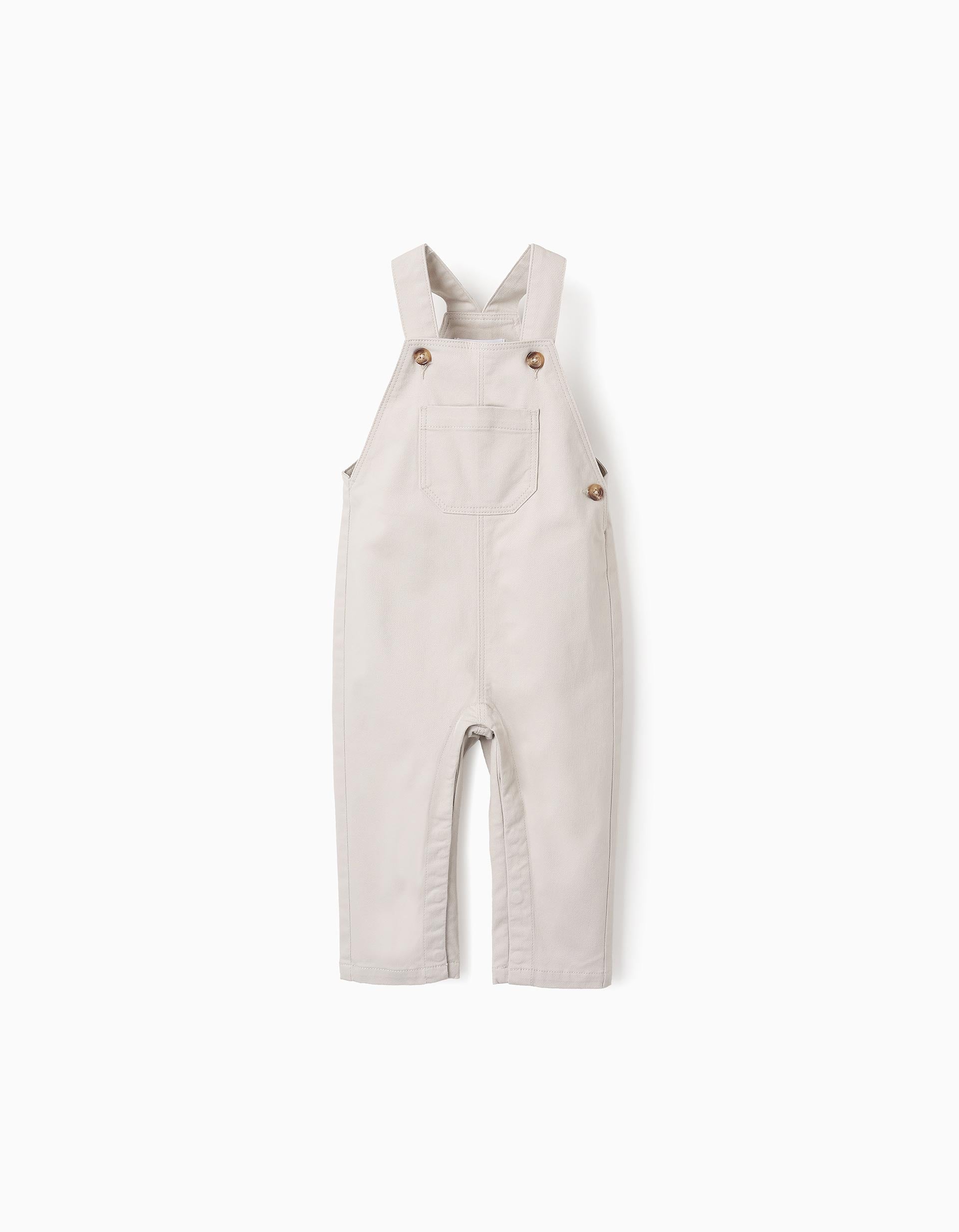 Twill Dungarees for Baby Boys, Beige