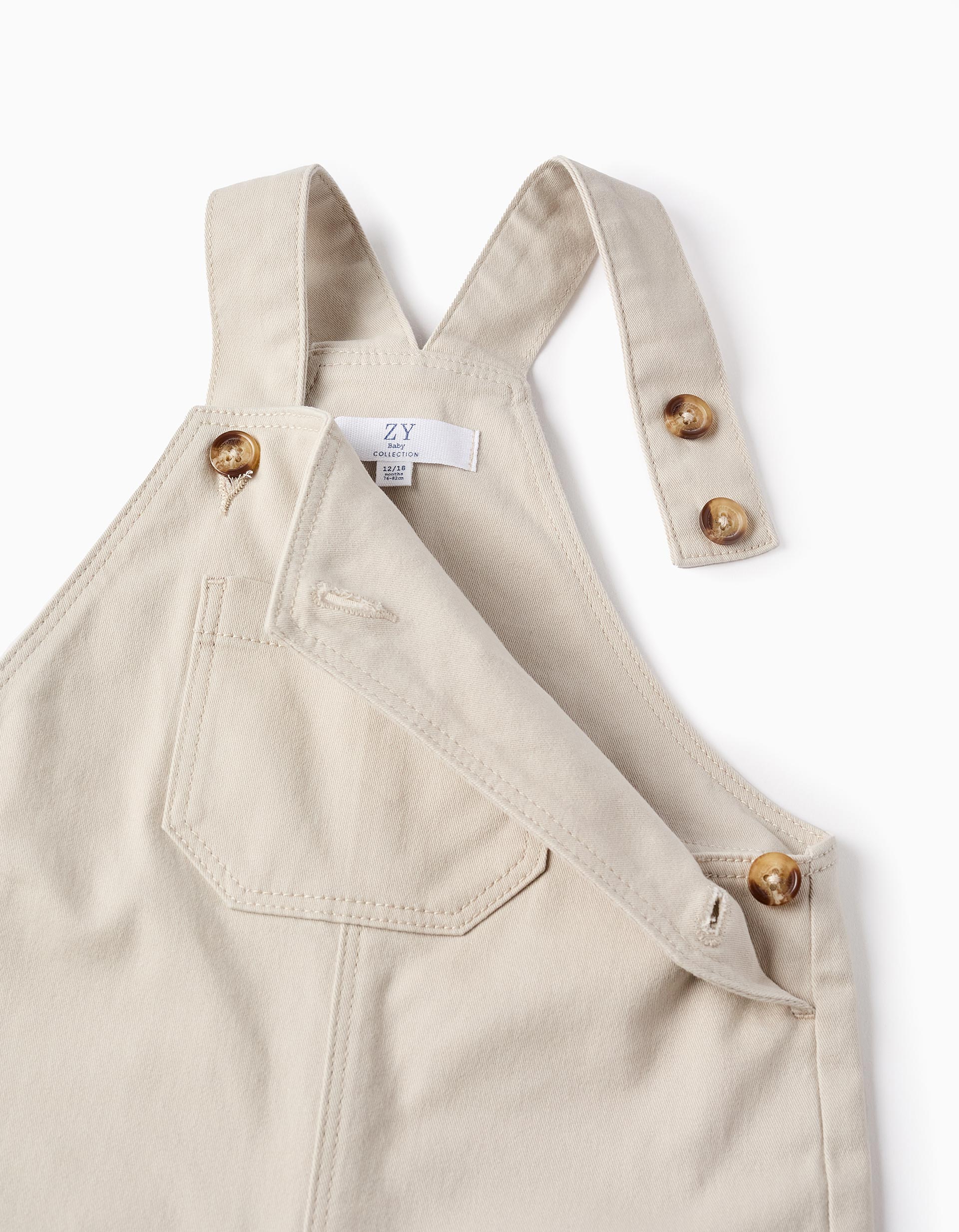 Twill Dungarees for Baby Boys, Beige