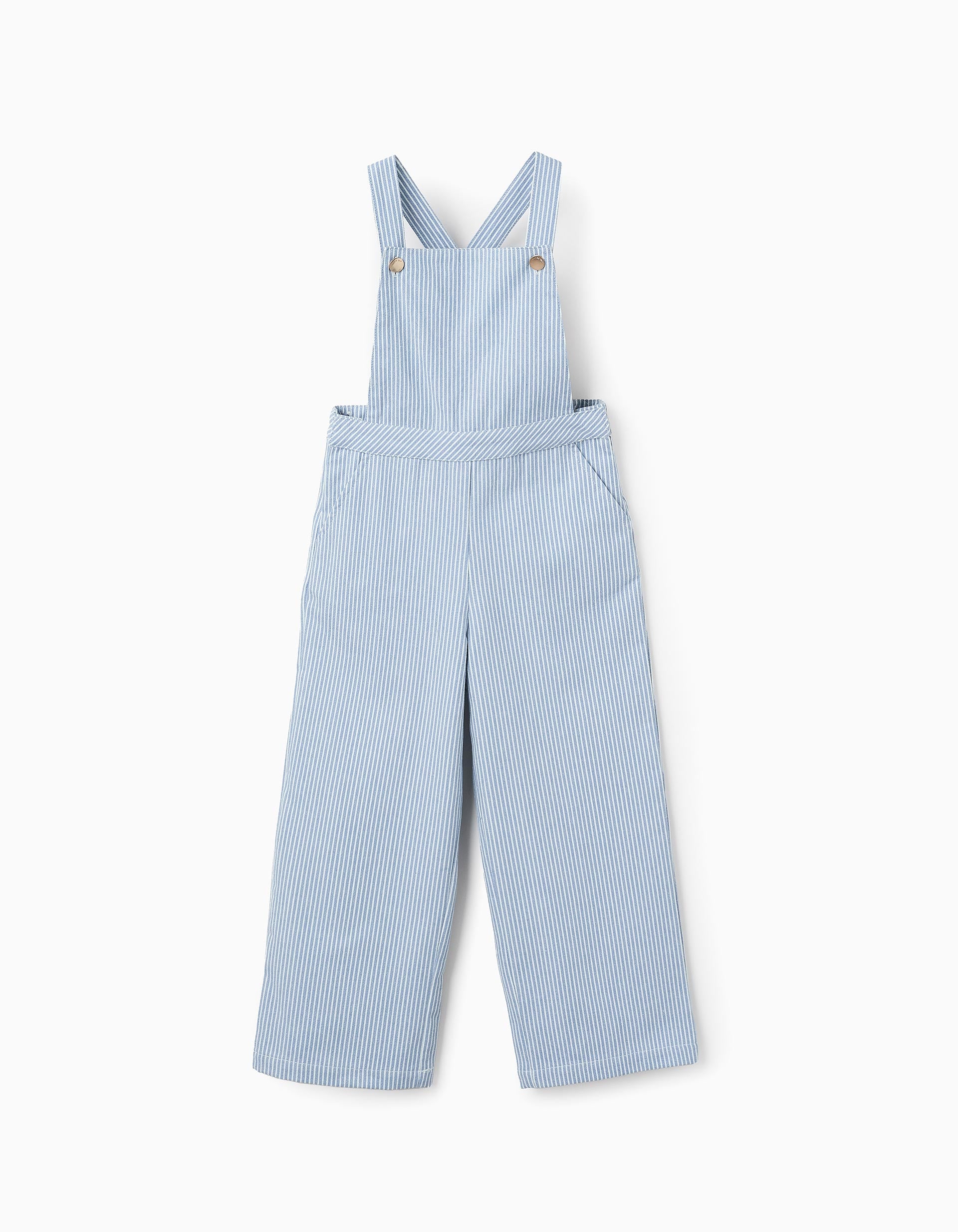 Striped Jumpsuit for Girls 'Wide Leg', Blue/White