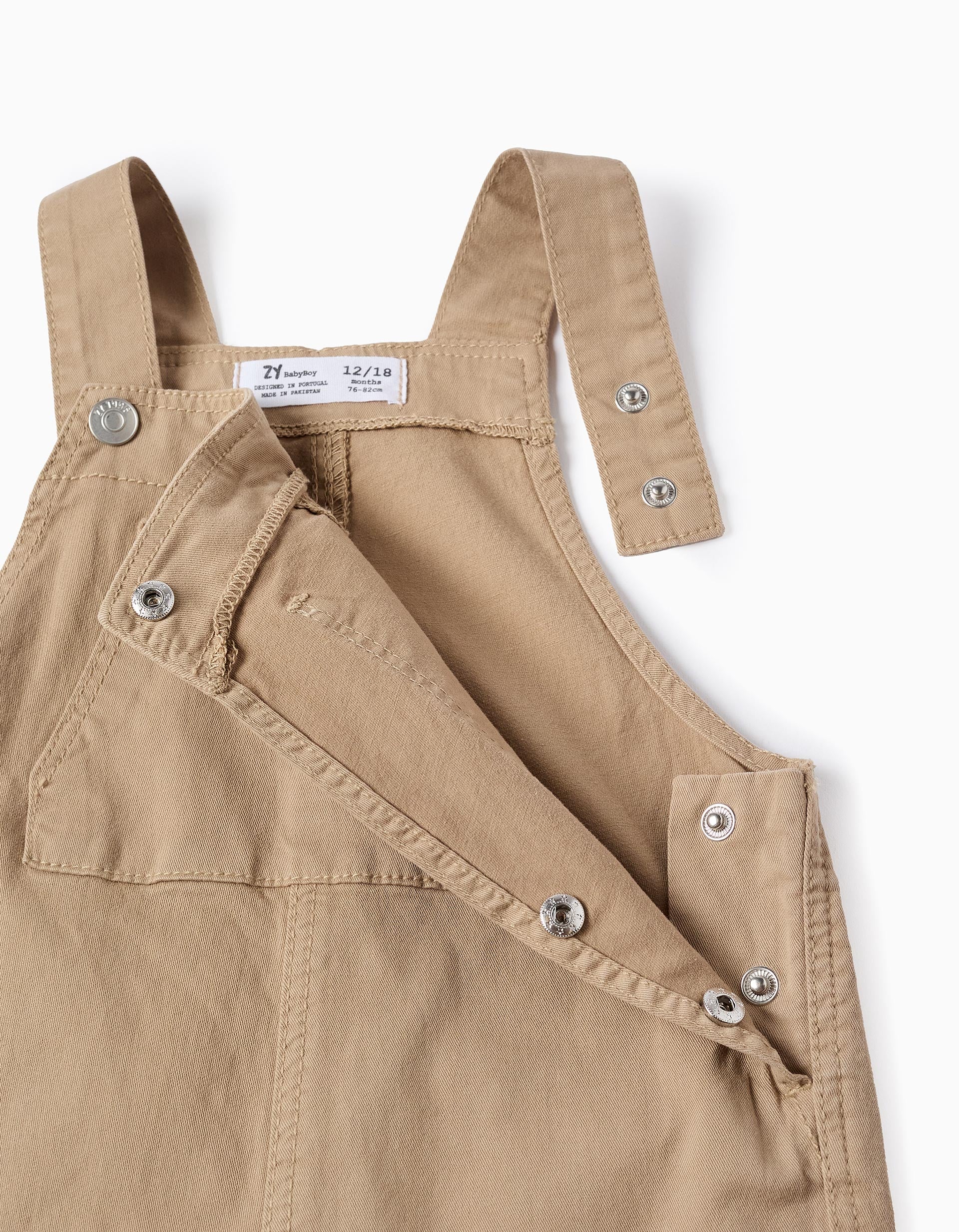 Twill Pinafore Dresses for Baby Boys, Beige