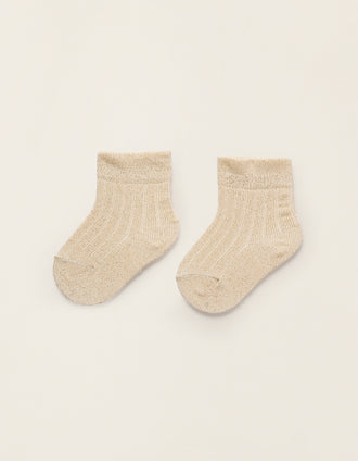 Ribbed Socks with Lurex Threads for Baby Girls, Gold