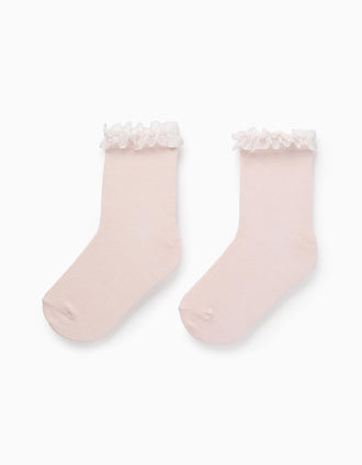 Calcetines con Volantes de Tul para Niña, Rosa