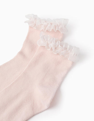 Calcetines con Volantes de Tul para Niña, Rosa