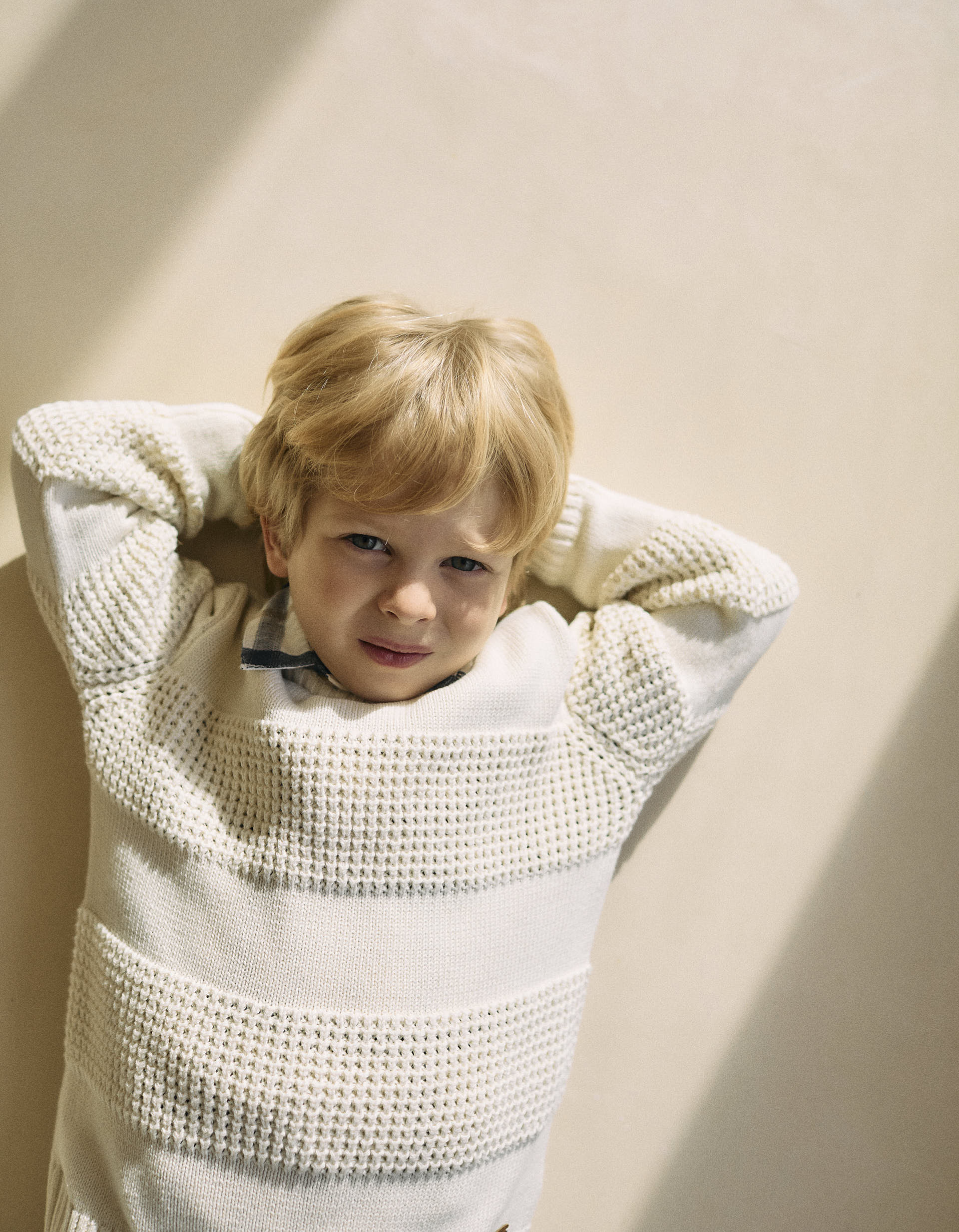 Jersey de Punto con Textura para Niño, Blanco