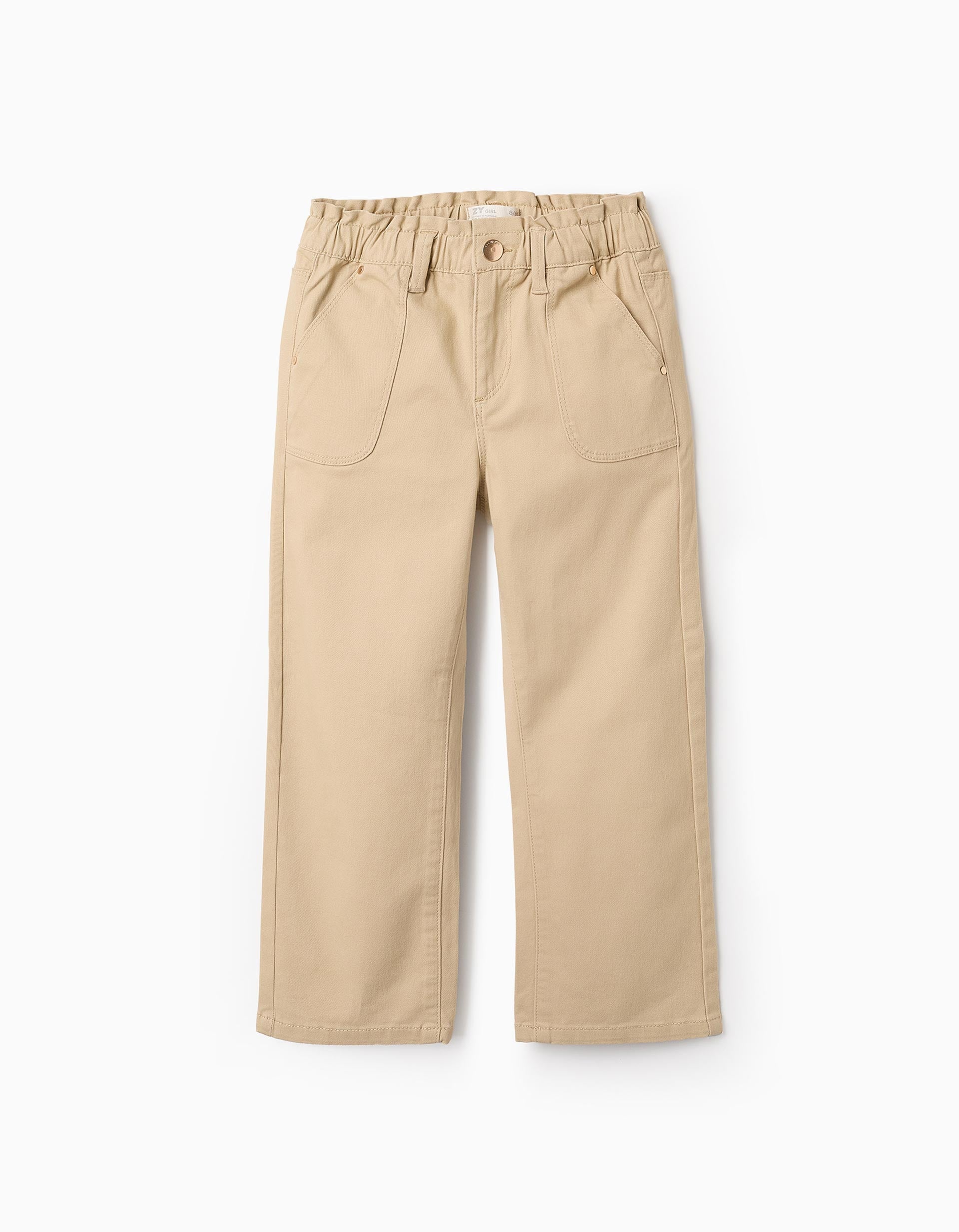 Twill trousers for Girls 'Paperbag', Beige