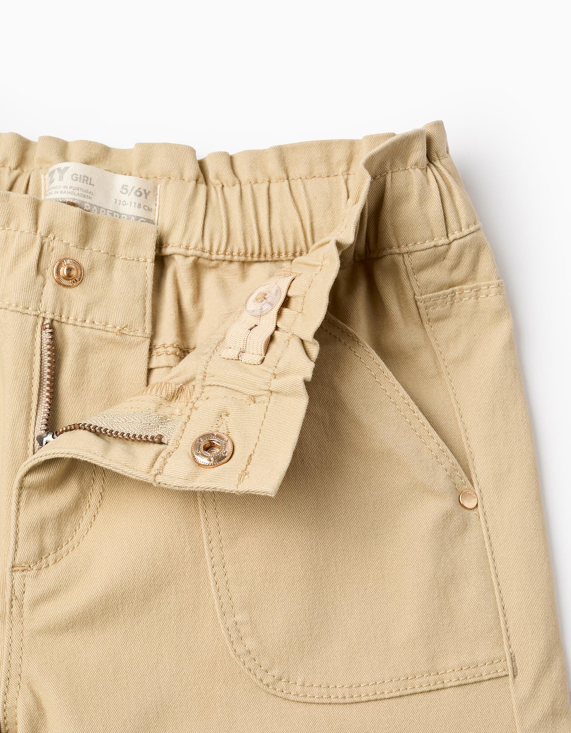 Twill trousers for Girls 'Paperbag', Beige