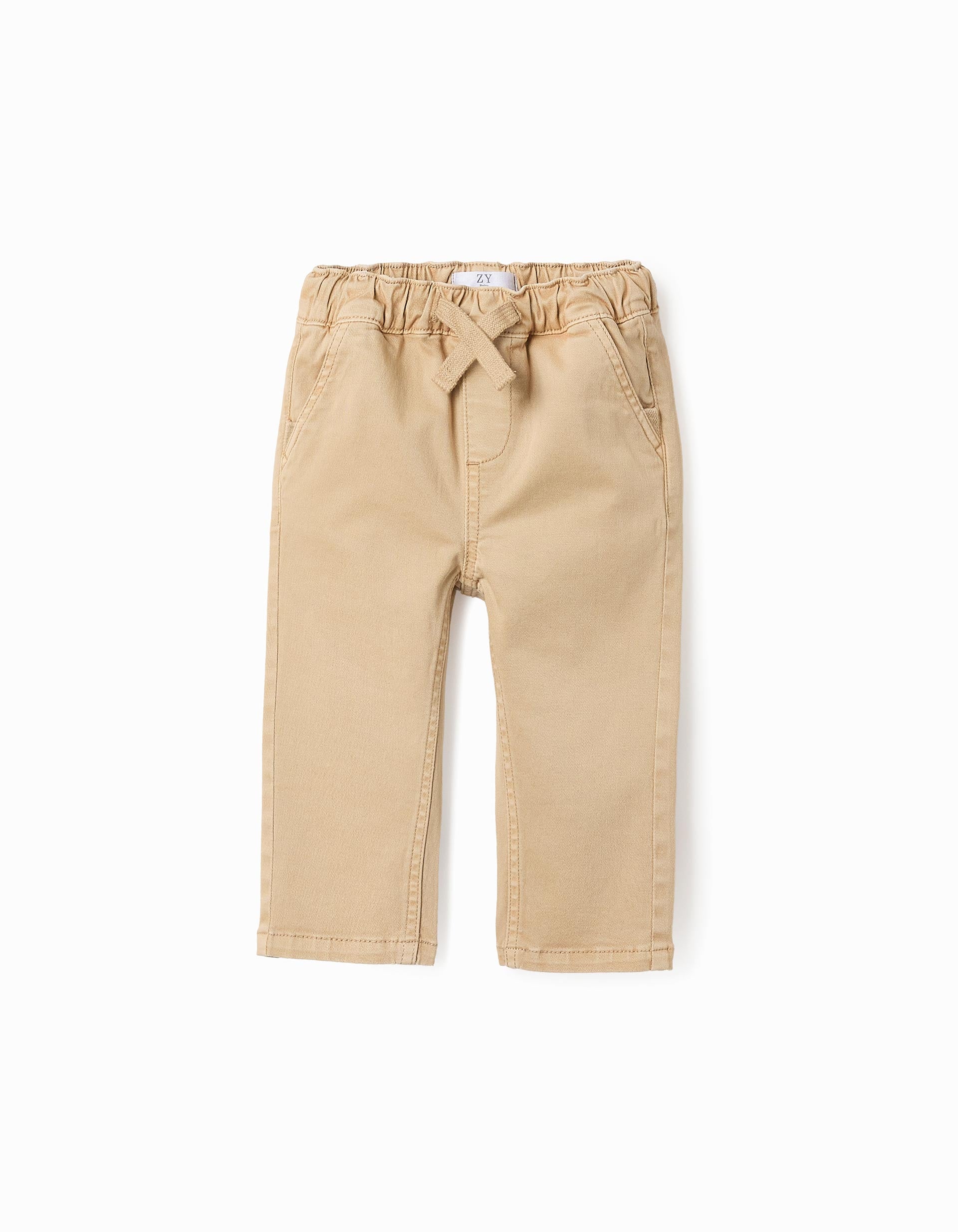 Pantalón Chino con Cordón para Bebé Niño, Beige