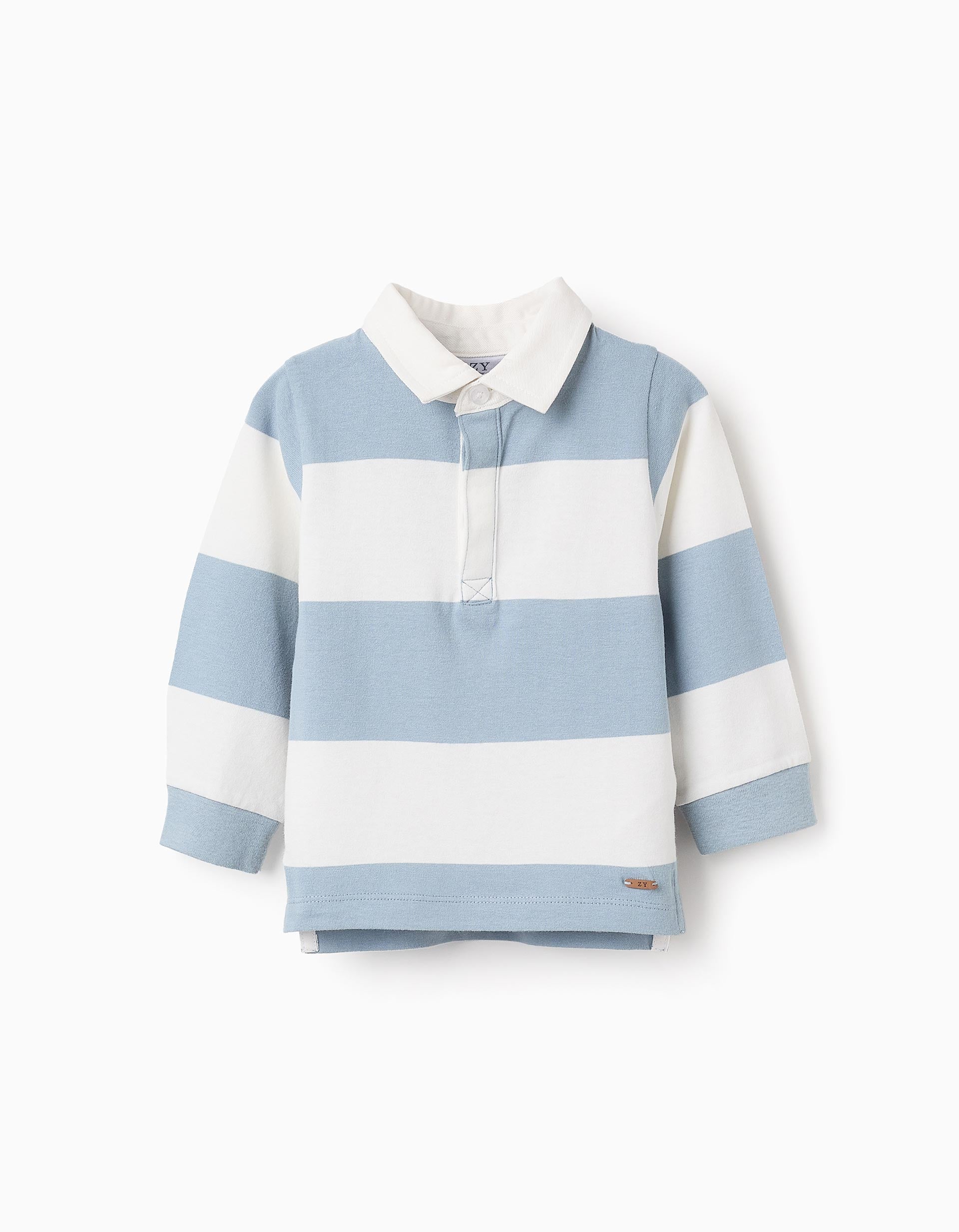 Striped Jersey Polo for Baby Boys, White/Blue