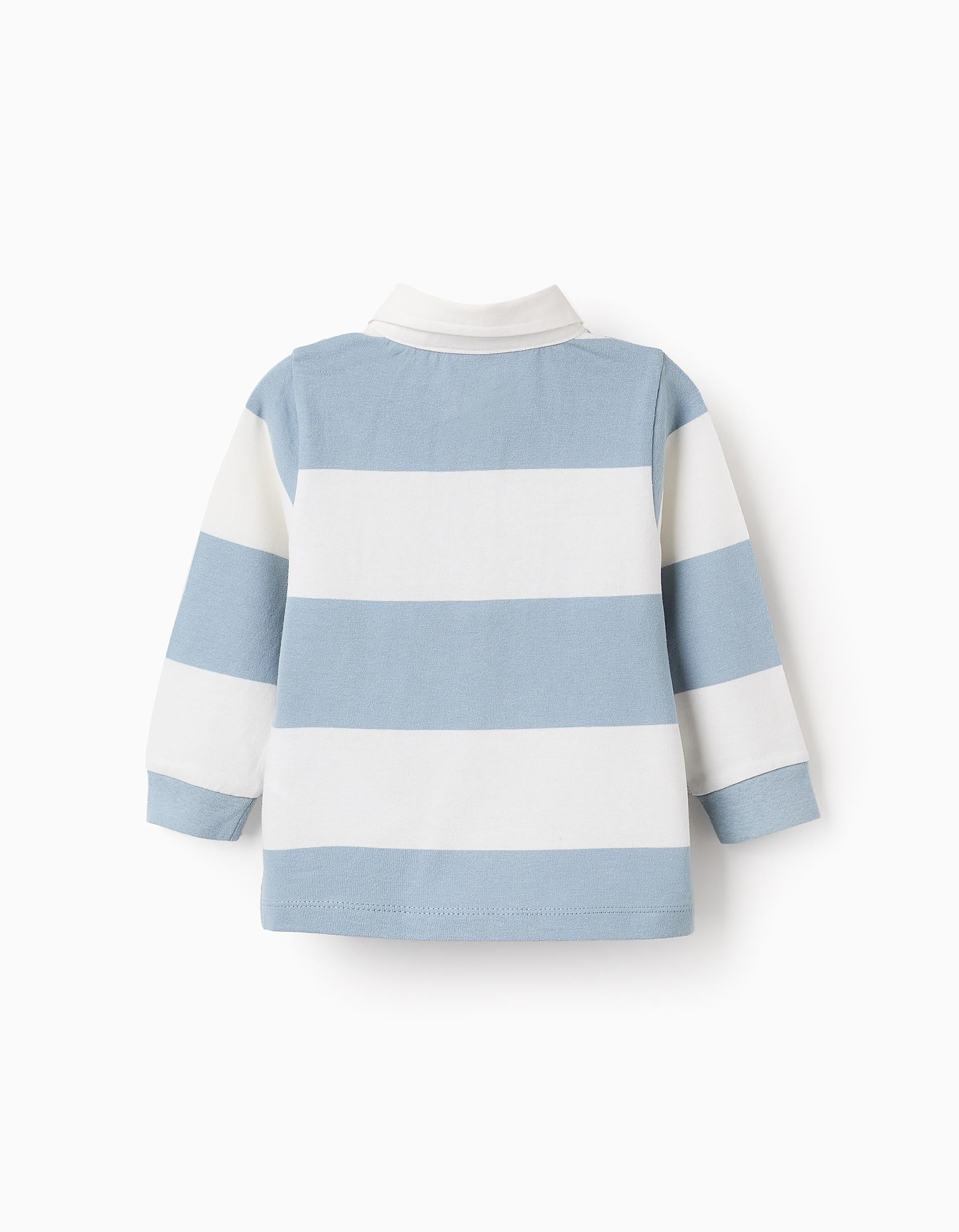 Striped Jersey Polo for Baby Boys, White/Blue