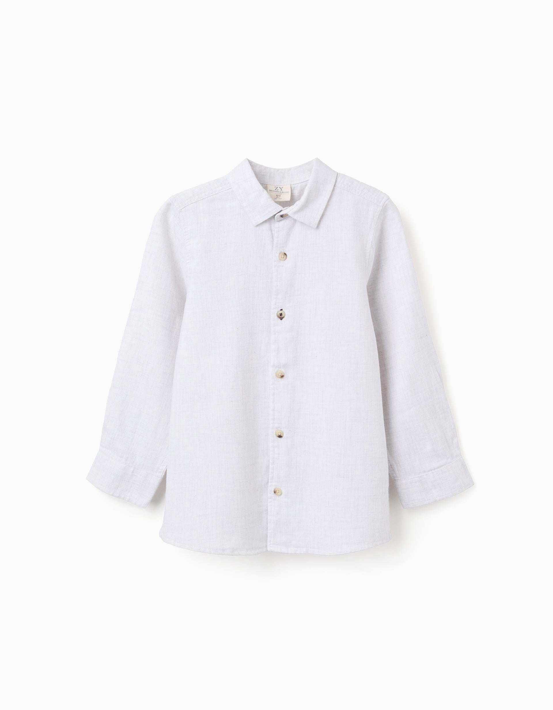 Camisa de sarga de algodón 'B&S' para niño, gris claro