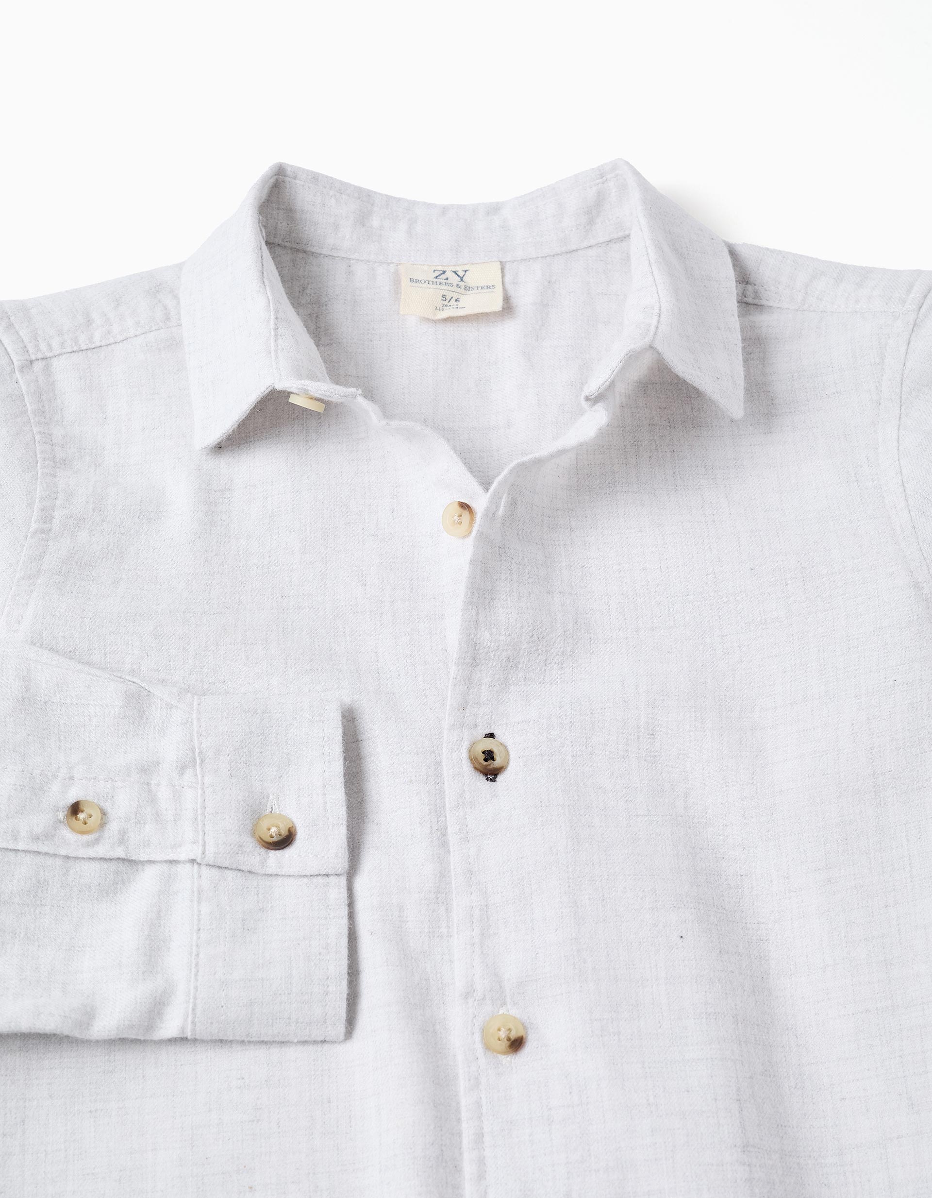 Camisa de sarga de algodón 'B&S' para niño, gris claro