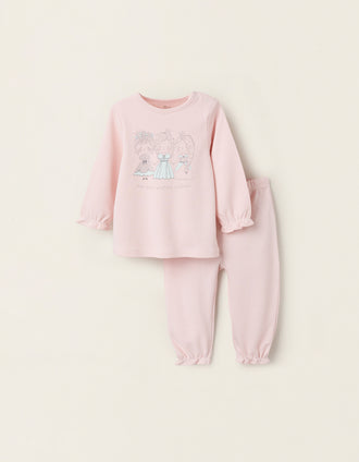 Pijama de Algodão para Bebé Menina 'Princesas', Rosa