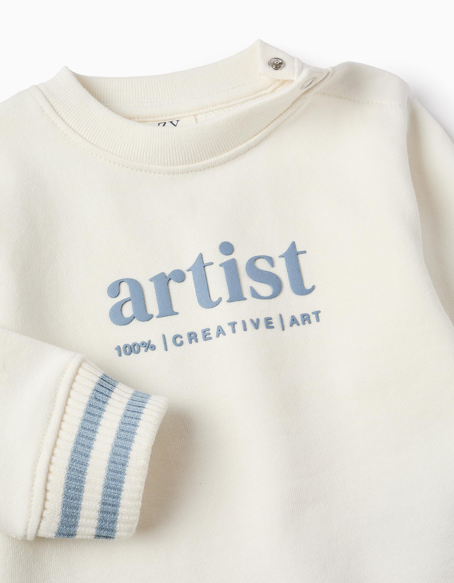 Cotton Sweatshirt for Baby Boys 'Artist', White