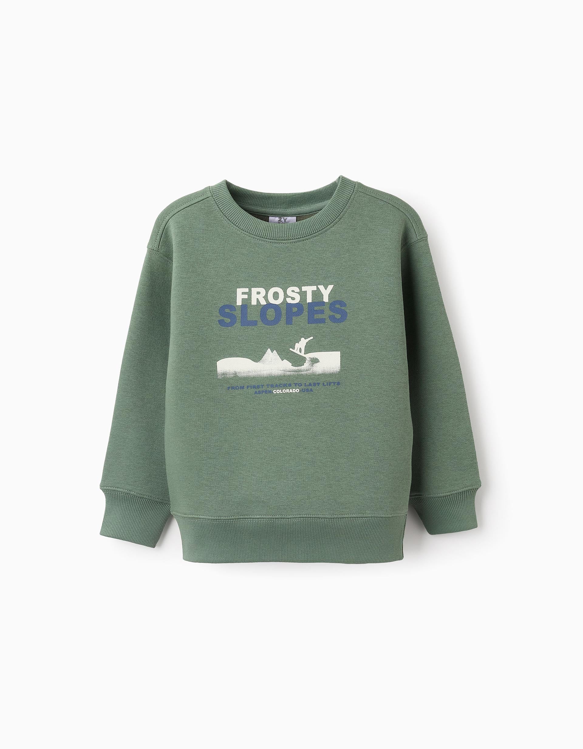 Brushed Sweatshirt for Boys 'Frosty Slopes', Green