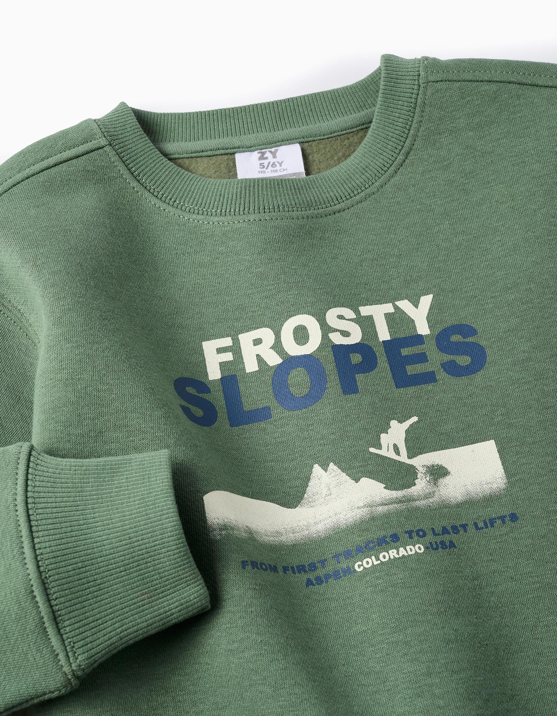 Brushed Sweatshirt for Boys 'Frosty Slopes', Green