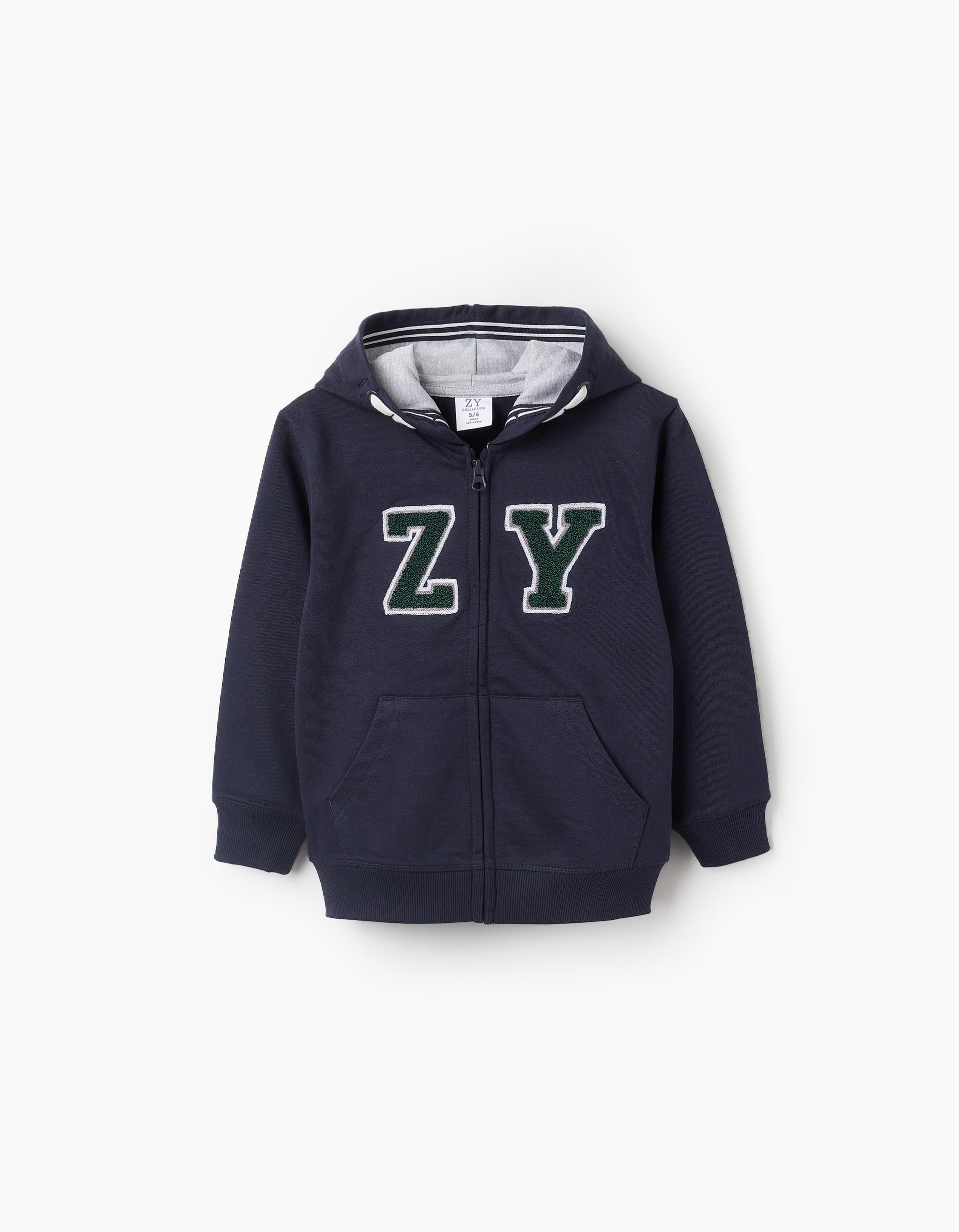 Hooded Jacket for Boys 'ZY', Dark Blue/Grey