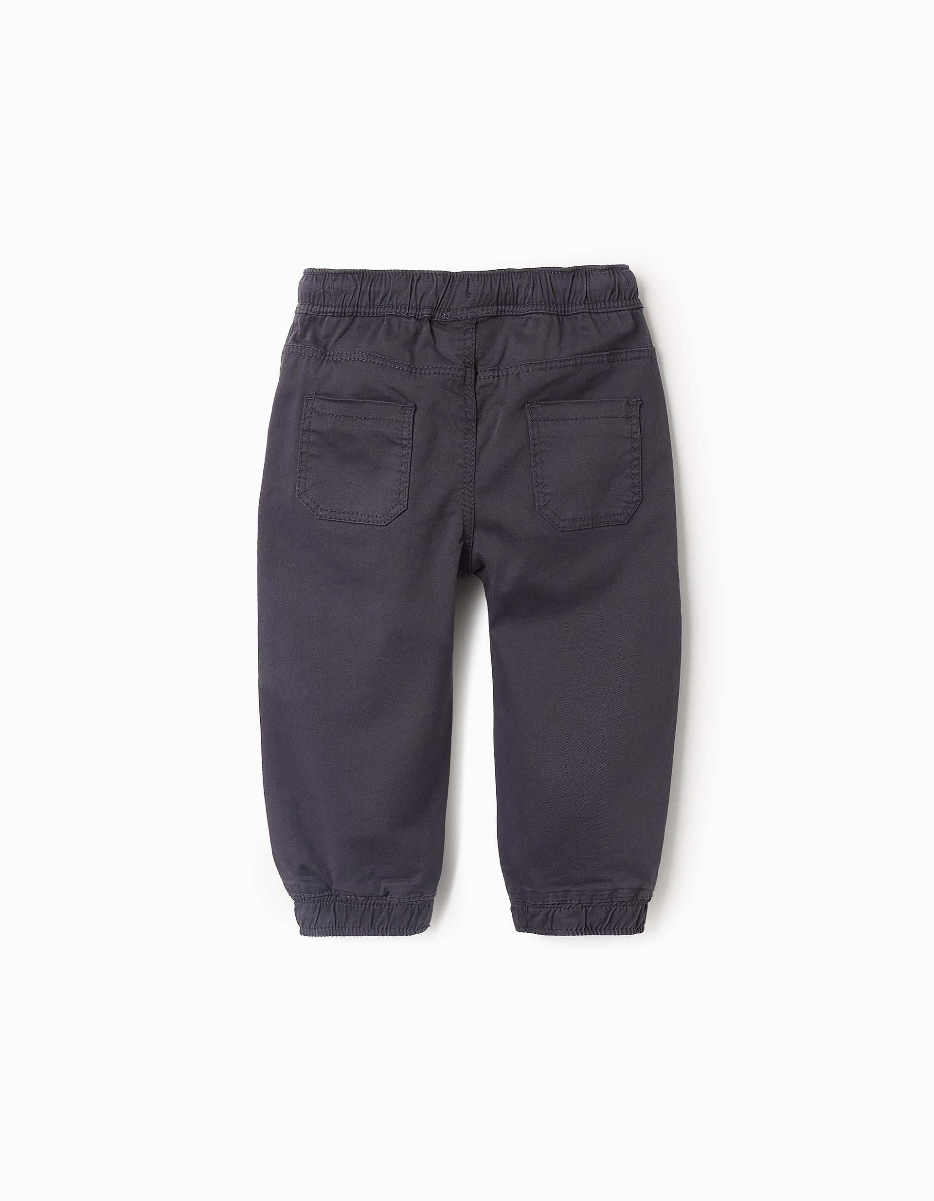 Pantalon en Sergé à Taille Élastique pour Bébé Garçon, Gris Foncé