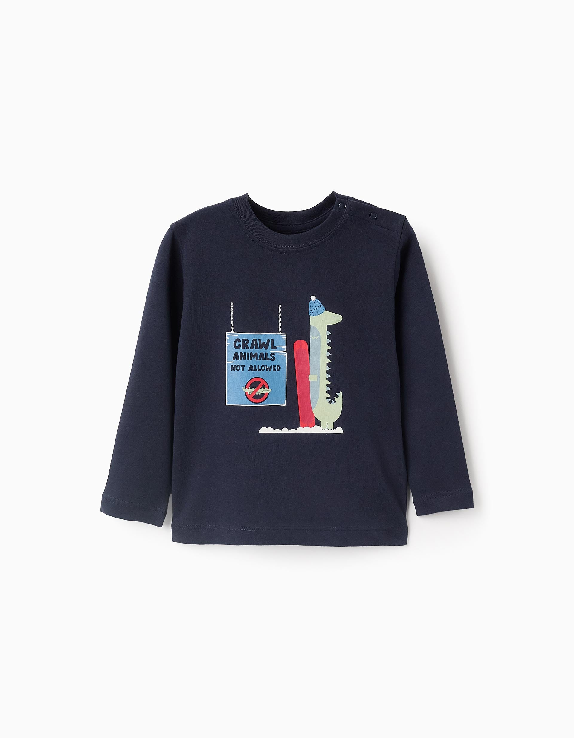 T-shirt à Manches Longues pour Bébé Garçon 'Crocodile', Bleu Foncé