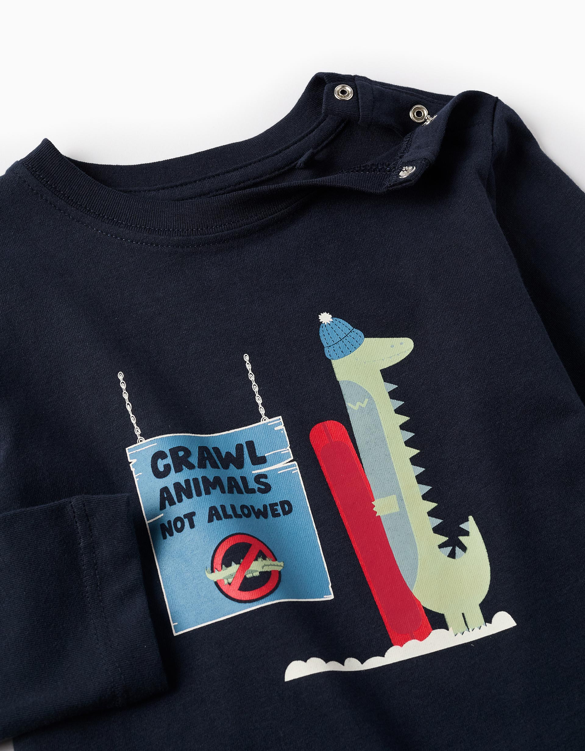 T-shirt à Manches Longues pour Bébé Garçon 'Crocodile', Bleu Foncé