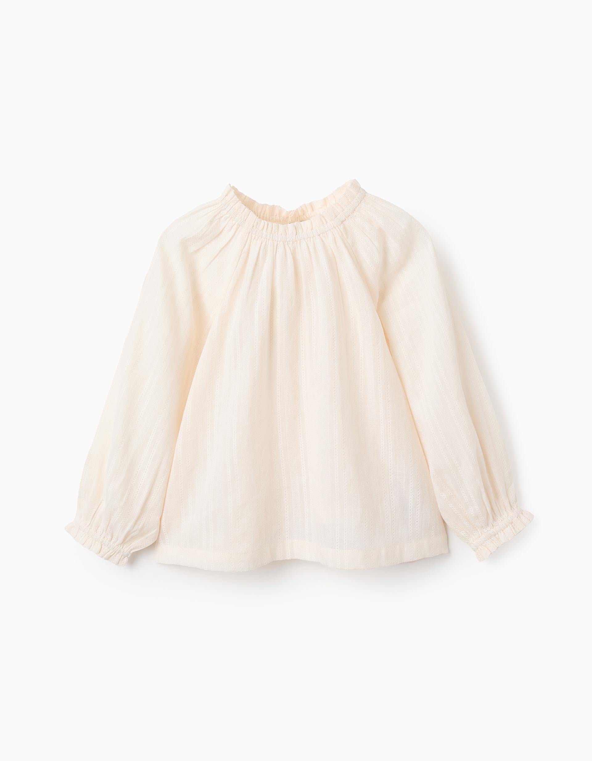 Blusa de Algodón Dobby para Niña, Beige