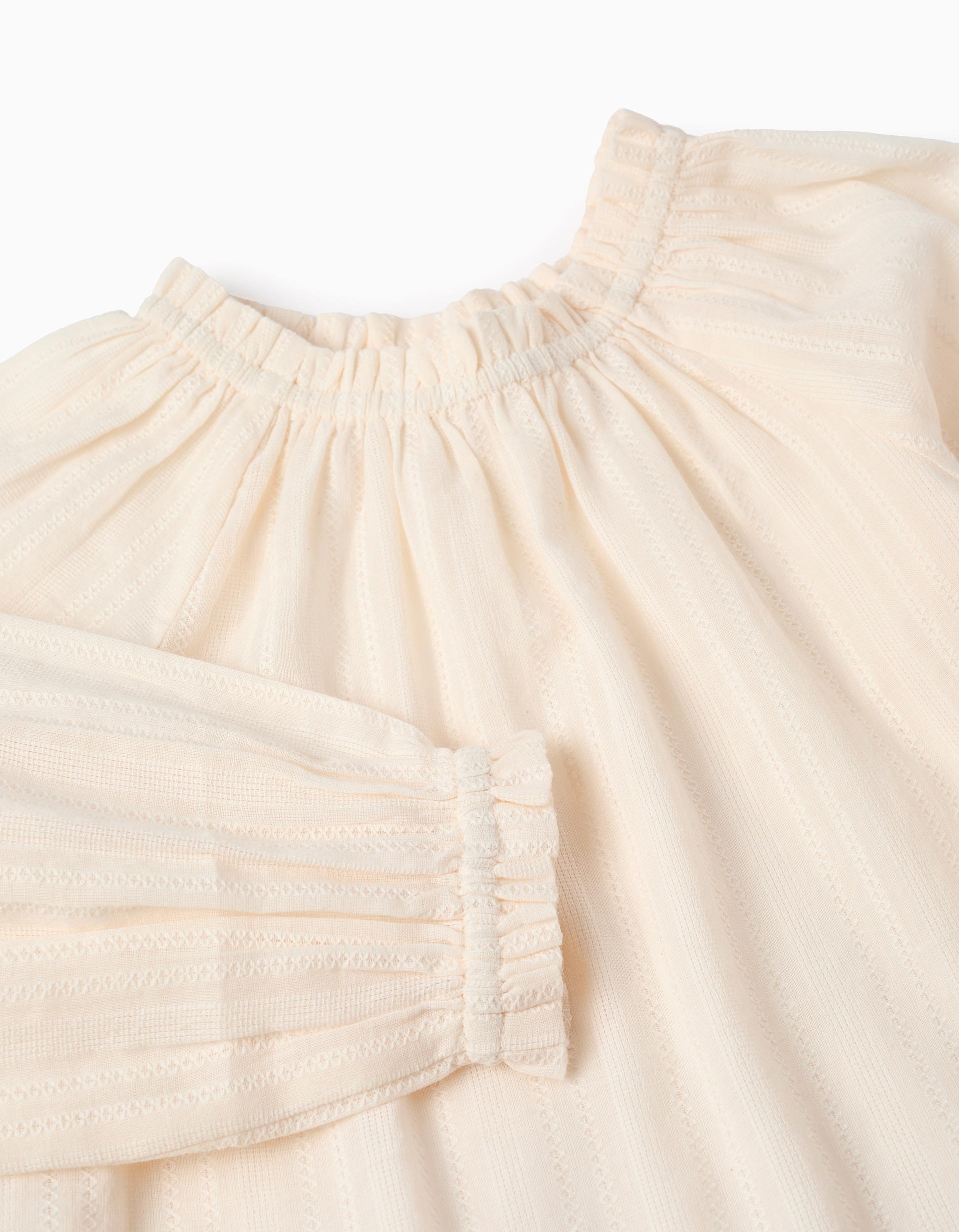 Blusa de Algodón Dobby para Niña, Beige