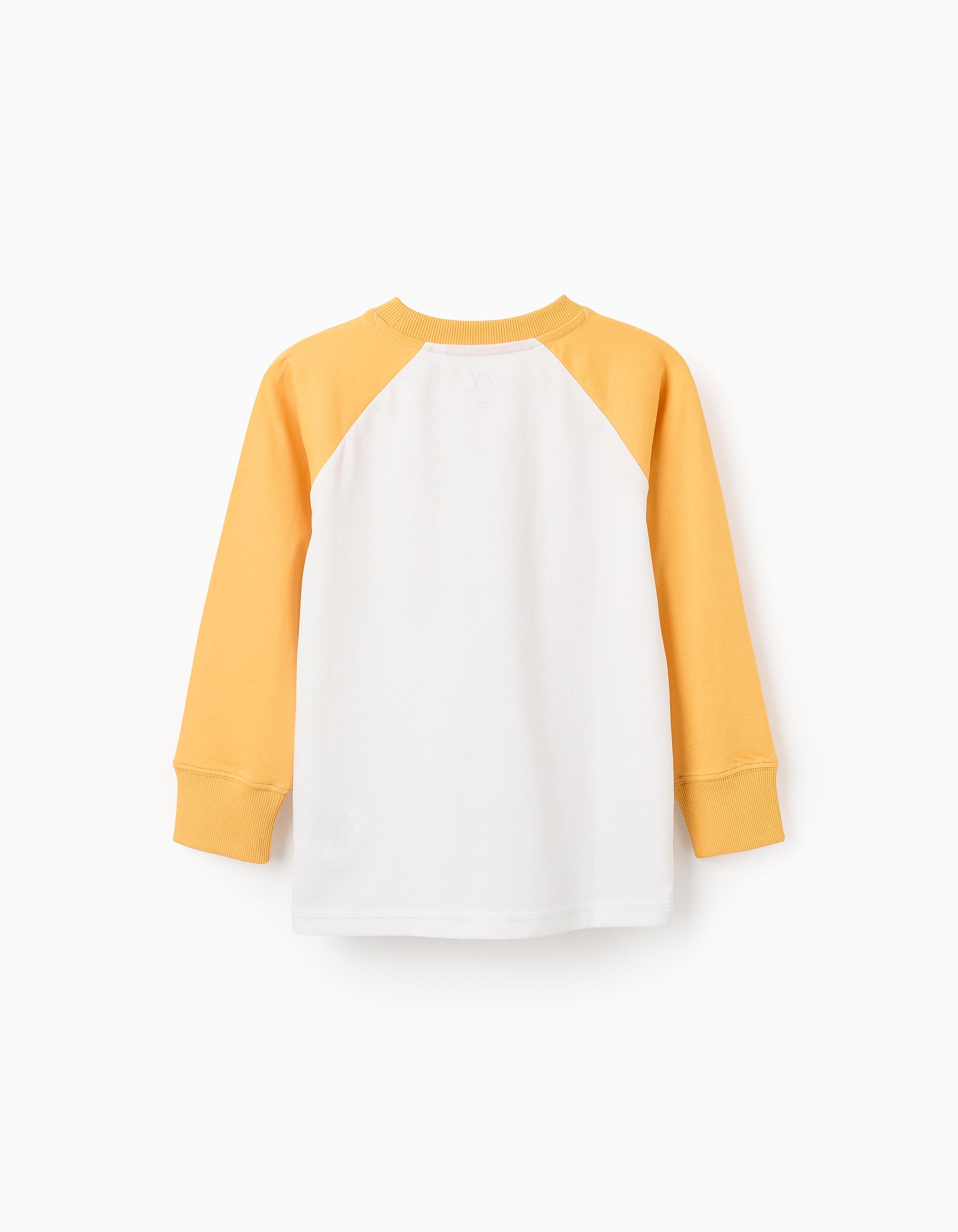 Long-Sleeved Cotton T-shirt for Boys 'ZY Retro', White/Yellow