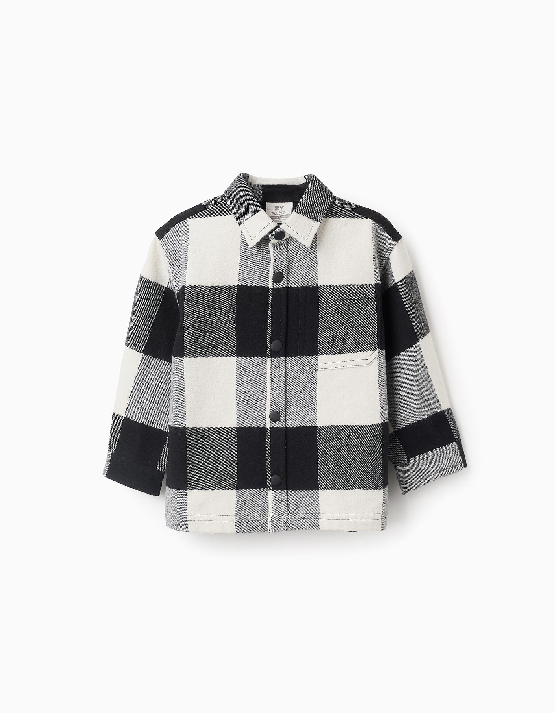 Chemise Oversize à Carreaux pour Garçon, Noir/Blanc