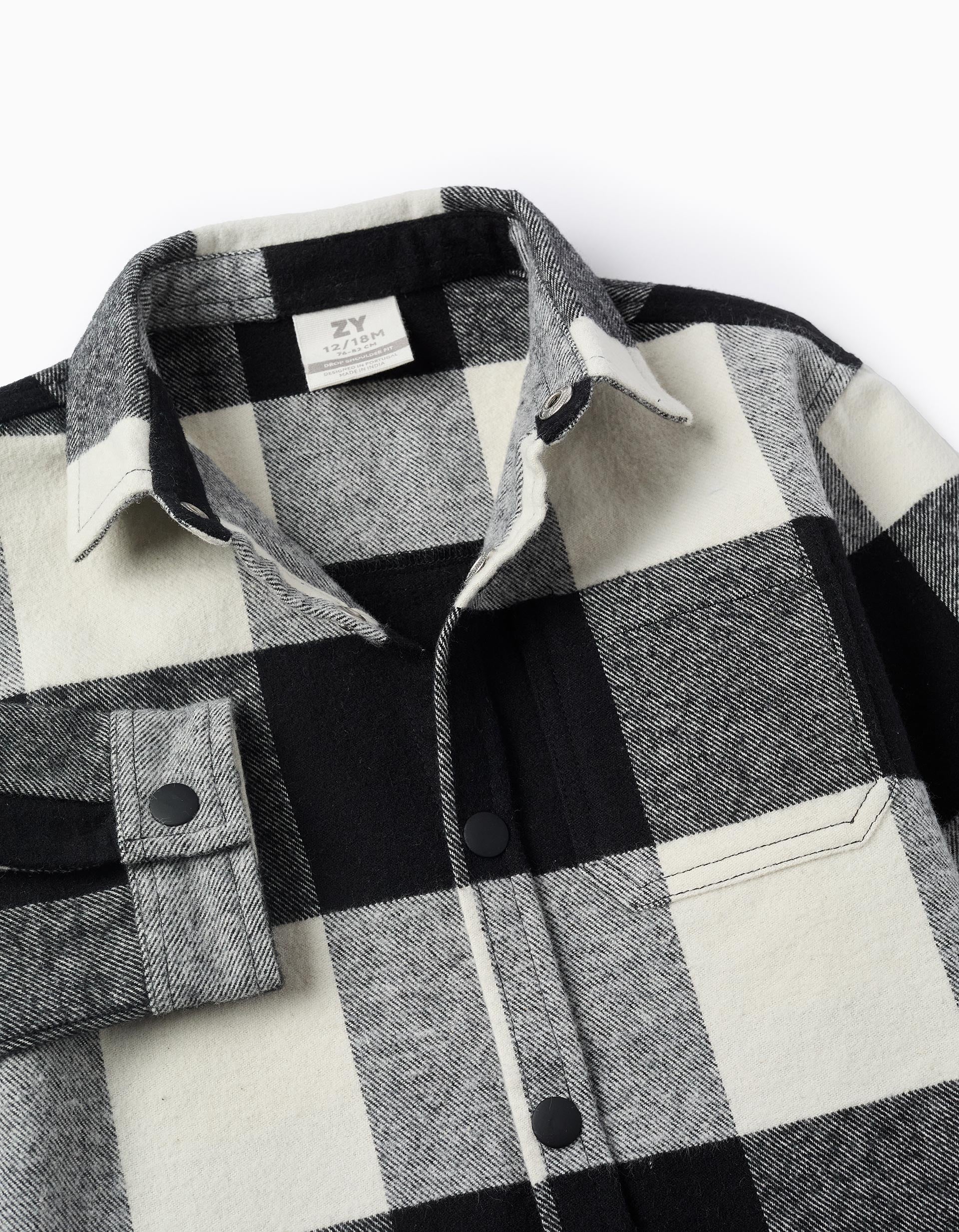 Chemise Oversize à Carreaux pour Garçon, Noir/Blanc