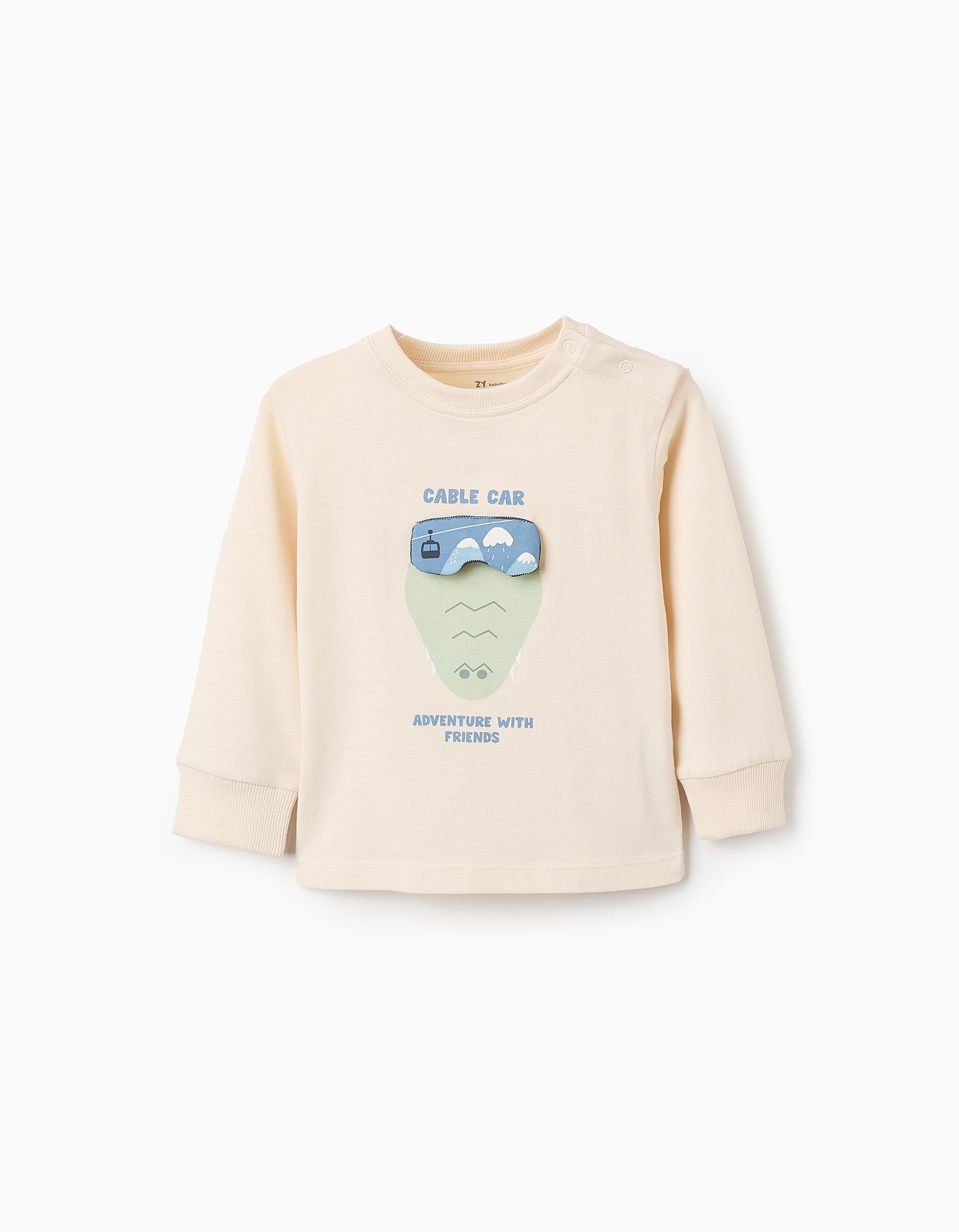 T-shirt à Manches Longues pour Bébé Garçon 'Crocodile', Beige