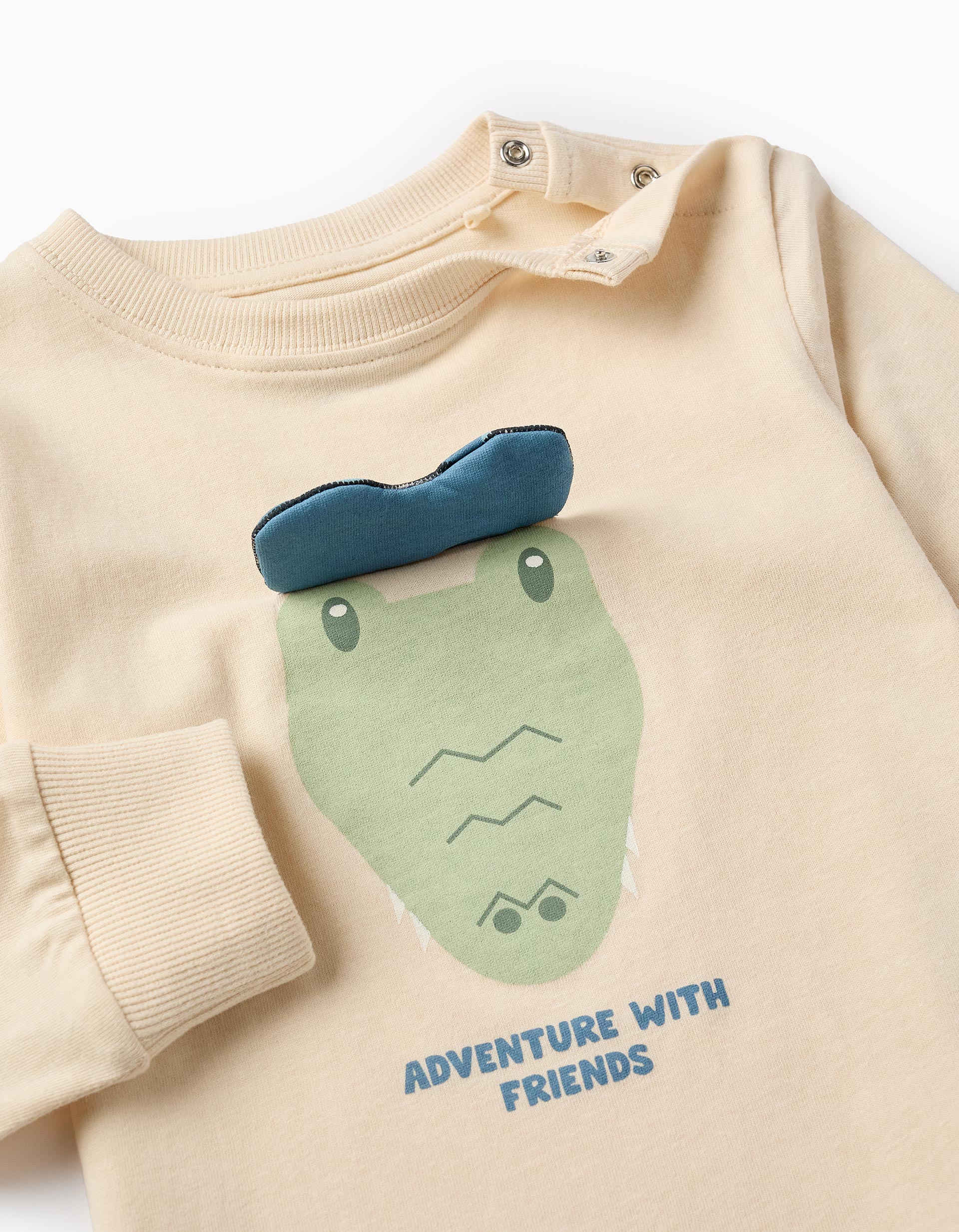 T-shirt à Manches Longues pour Bébé Garçon 'Crocodile', Beige