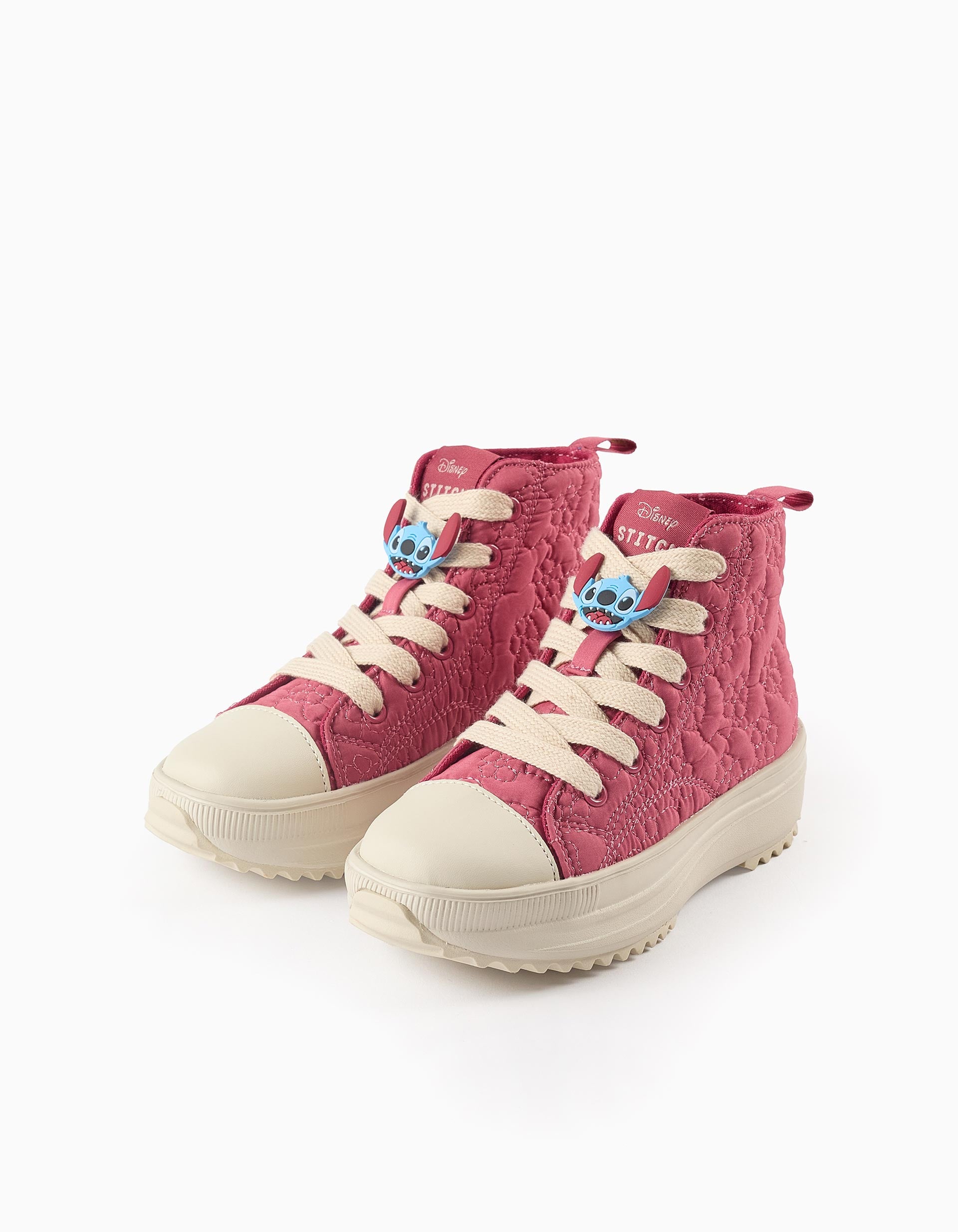 Zapatillas de Caña Alta Acolchadas para Niña 'Stitch', Rosa/Beige